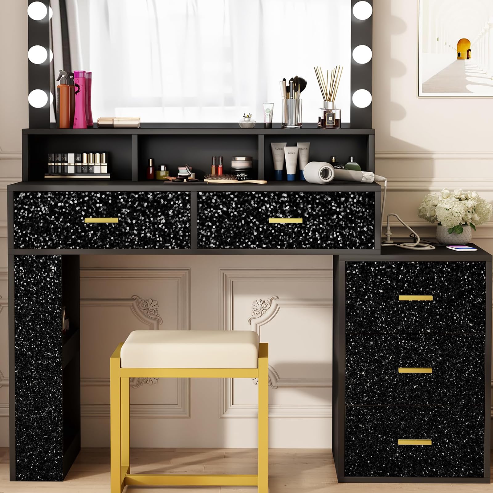 WENMER Black Glitter Wallpaper, 17.7" x 78.7" Peel and Stick Glitter  Wallpaper for Bedroom, Self Adhesive Removable Glittery Wall Paper, Black  Contact Paper for Cabinets Drawer Dresser - Amazon.com