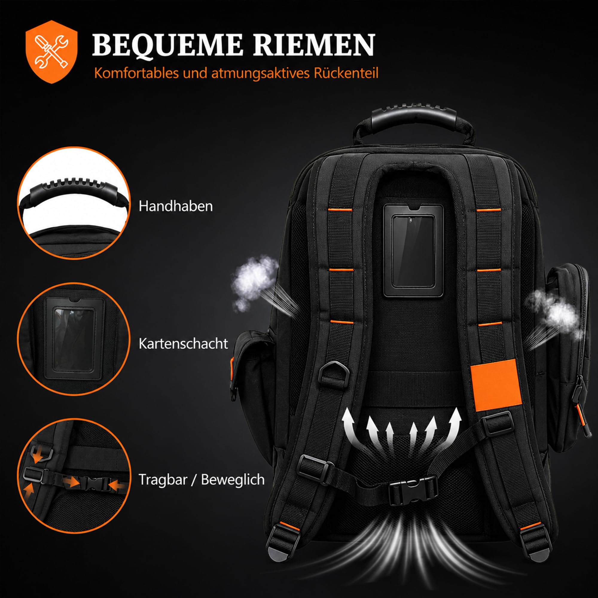 Mochila de herramientas de rendimiento pesado Bolsa de almacenamiento portátil para herramientas