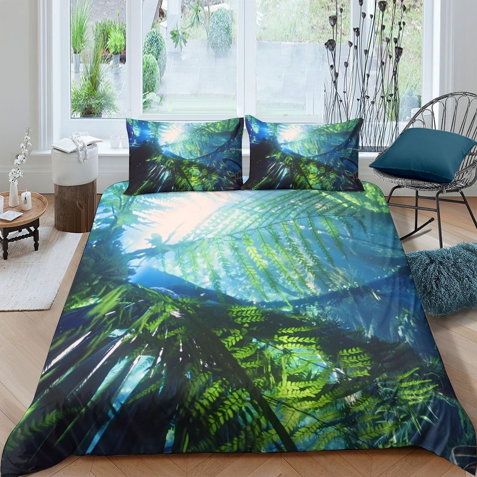 Housse de couette 3D impression jungle drap de lit Super King