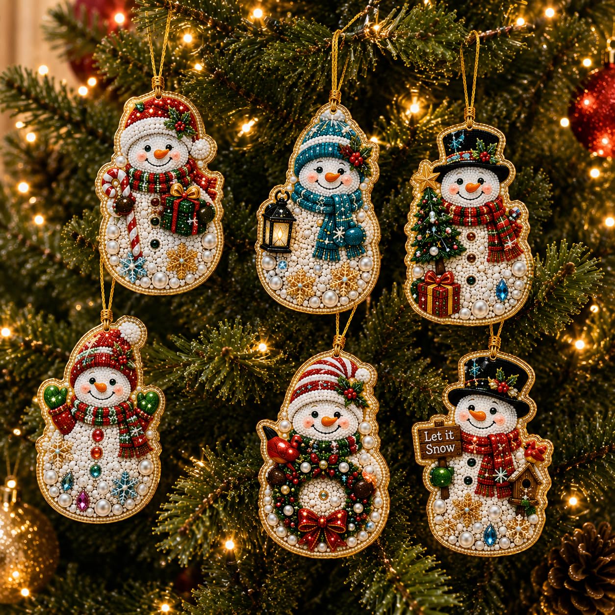 10Pcs Pearl Art Christmas Ornaments DIY Pearl Diamond Art Kits for Adults — image 1