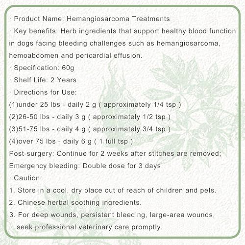 Miniatura 7 de Polvo natural de Yunnan Sanqi para hemangiosarcoma, hemoabdomen, efusión pericárdica, sangrado por cáncer, hematomas severos, sangrado relacionado