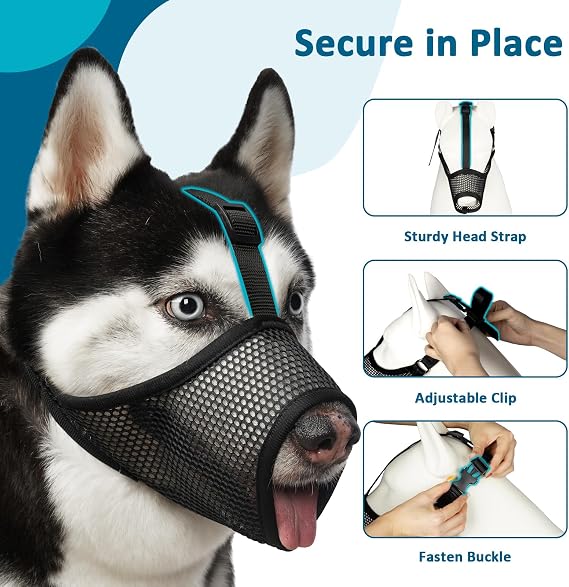 LUCKYPAW Mesh Muzzle for Large Medium Small Dog German Shepherd Labrador