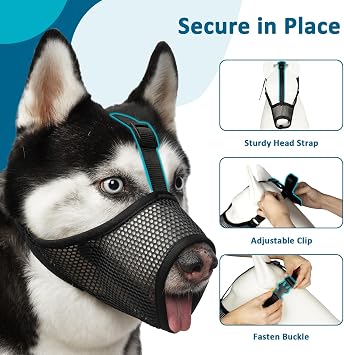 LUCKYPAW Mesh Muzzle for Large Medium Small Dog German Shepherd Labrador