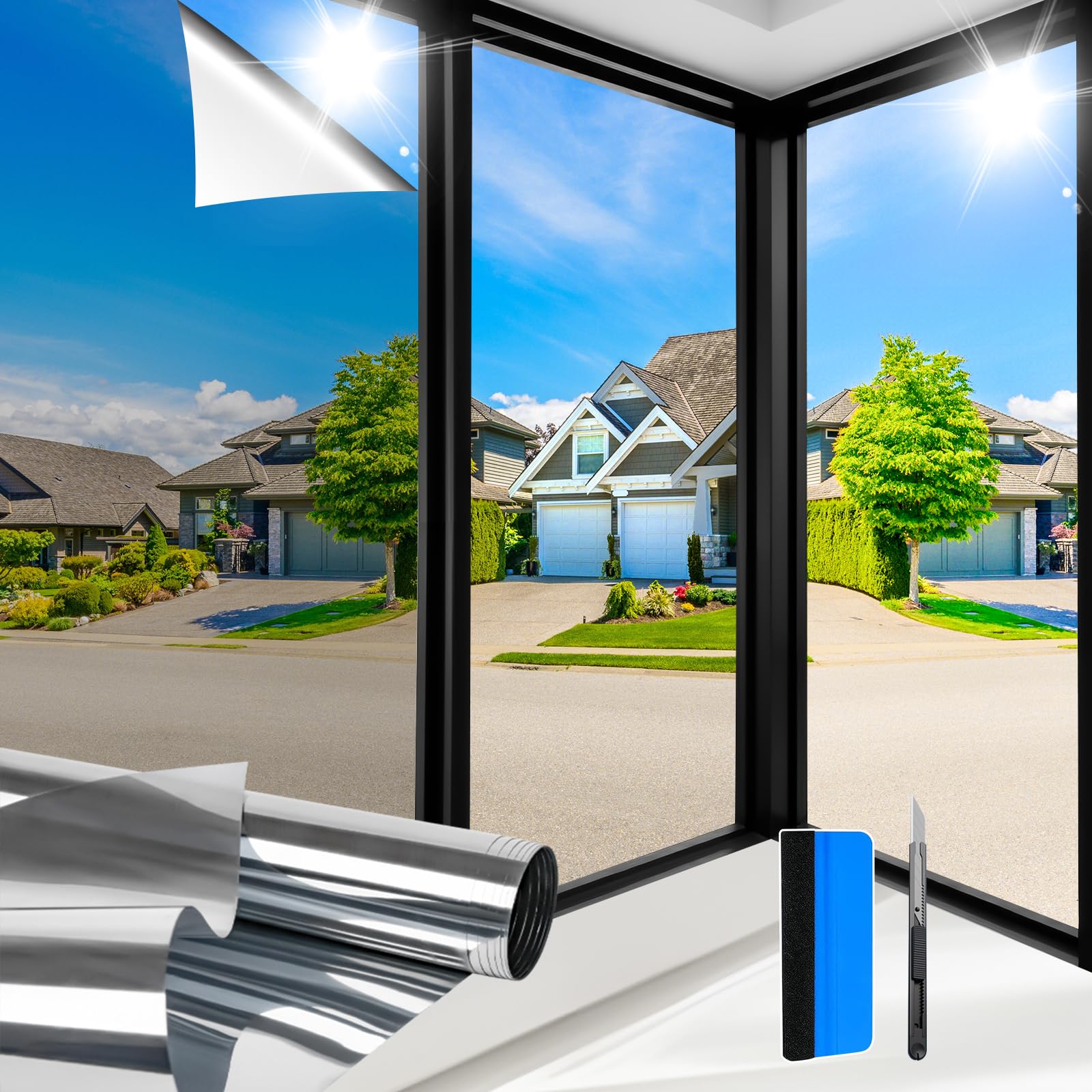Zindoo Fensterfolie Blickdicht 3D Regenbogenfarben Effekt unter Licht