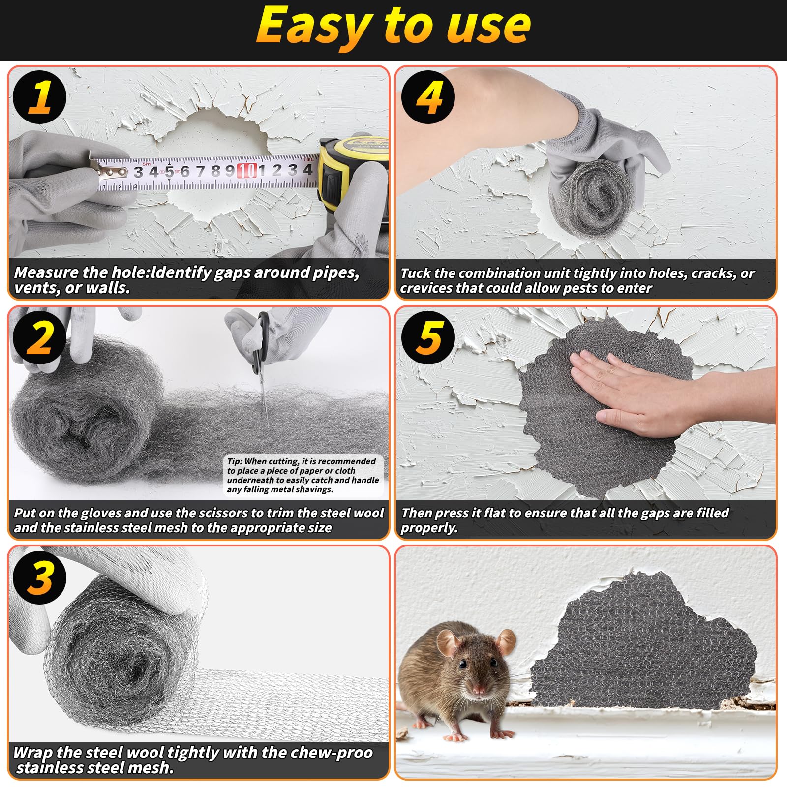 Steel Wool Mouse Control Kit - Pest Barrier -4
