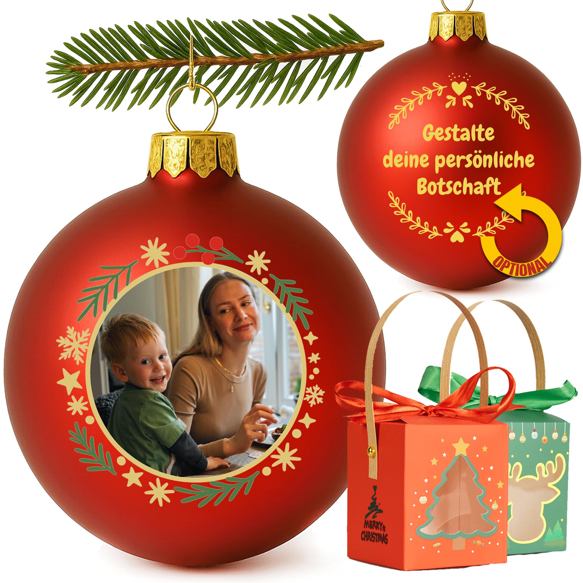 Produktbild von Weihnachtskugel Mit Haustierfoto Personalisiert, Acryl Schneekugel Mit Foto Hund, Katze Oder Haustier Als Geschenk, Erinnerung Für Familie