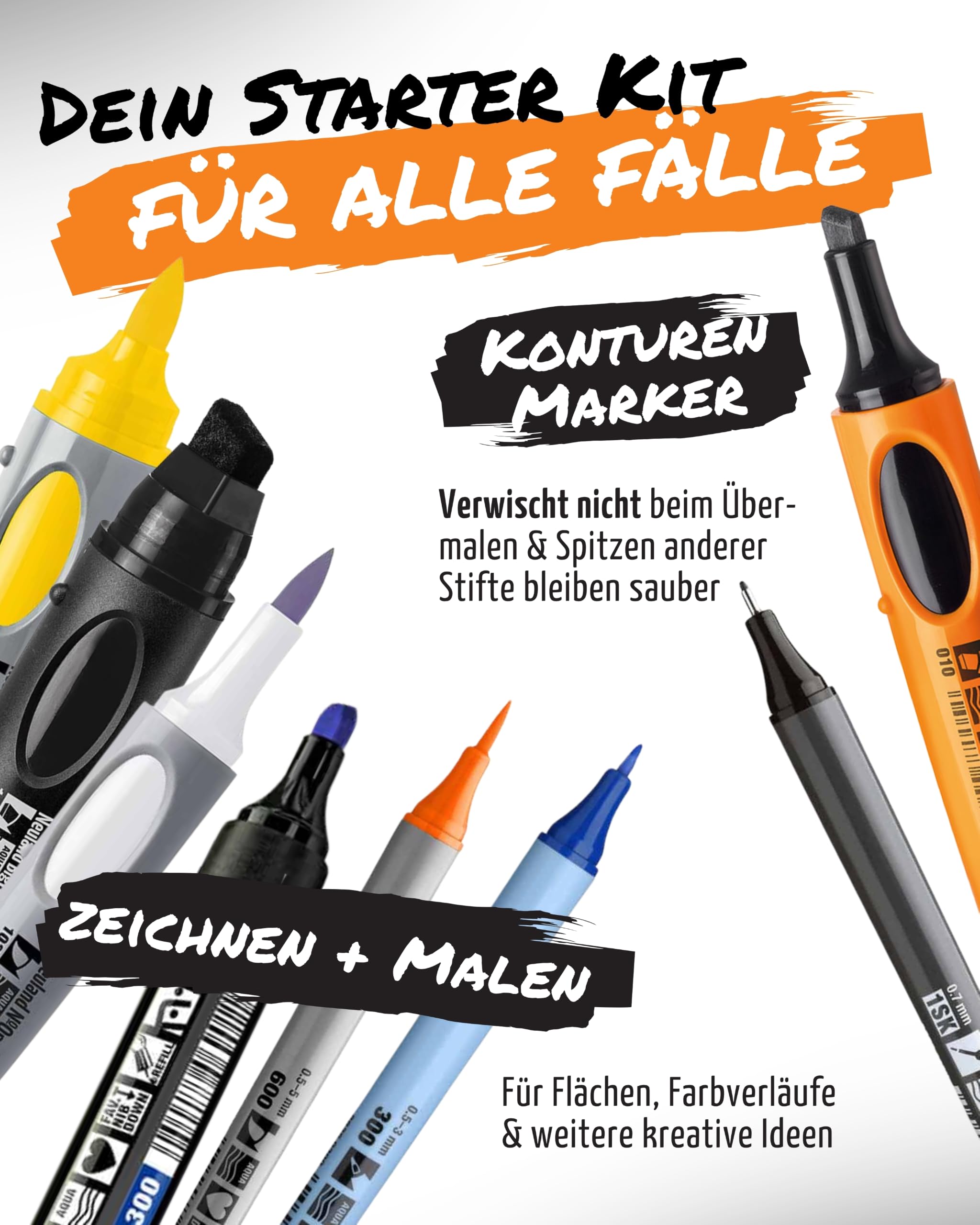 Neuland Marker Starterkit I 8er Mix Set mit verschiedenen Spitzen & Farben I Nachfüllbare & ergonomische Moderationsmarker, Outliner & Fineliner für kreative Visualisierung & Workshops