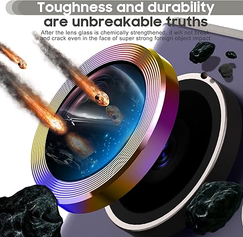 Miniatura 5 de Suoman Protector de lente de cámara para Samsung Galaxy S24 Ultra, metal+[antiarañazos] 9H dureza vidrio templado (2 en 1) lente protectora Negro