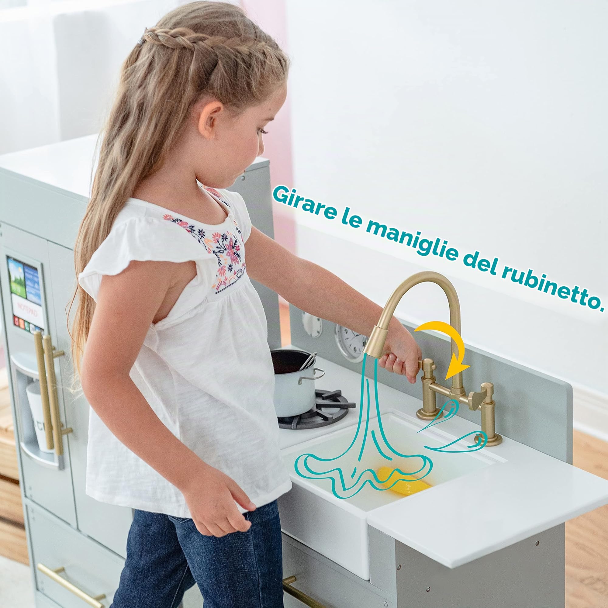 Gris Cucina per Bambini Legno Gioco Giocattolo Imitazione Teamson Kids TD-12302A