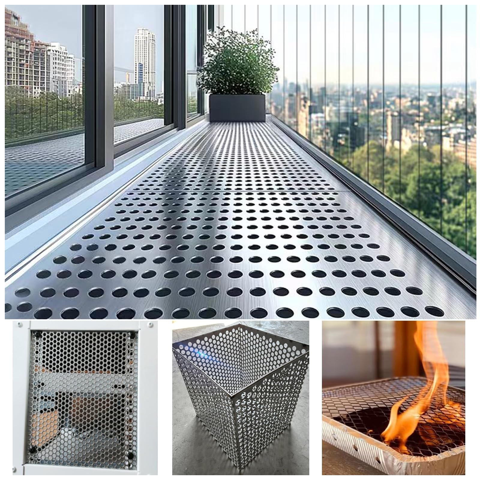 Lámina perforada de acero inoxidable 304，Hojas de Metal Perforado，Chapa Perforada de Acero Inoxidable 304 con Ranuras，para Interior/Exterior，rejilla perforada