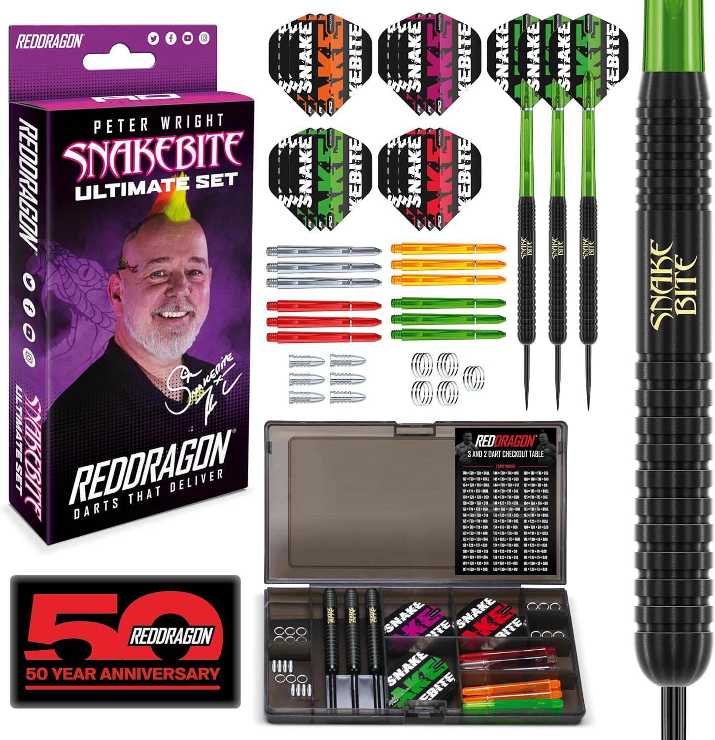 RED Dragon Peter Wright Snakebite Brass Darts Sets