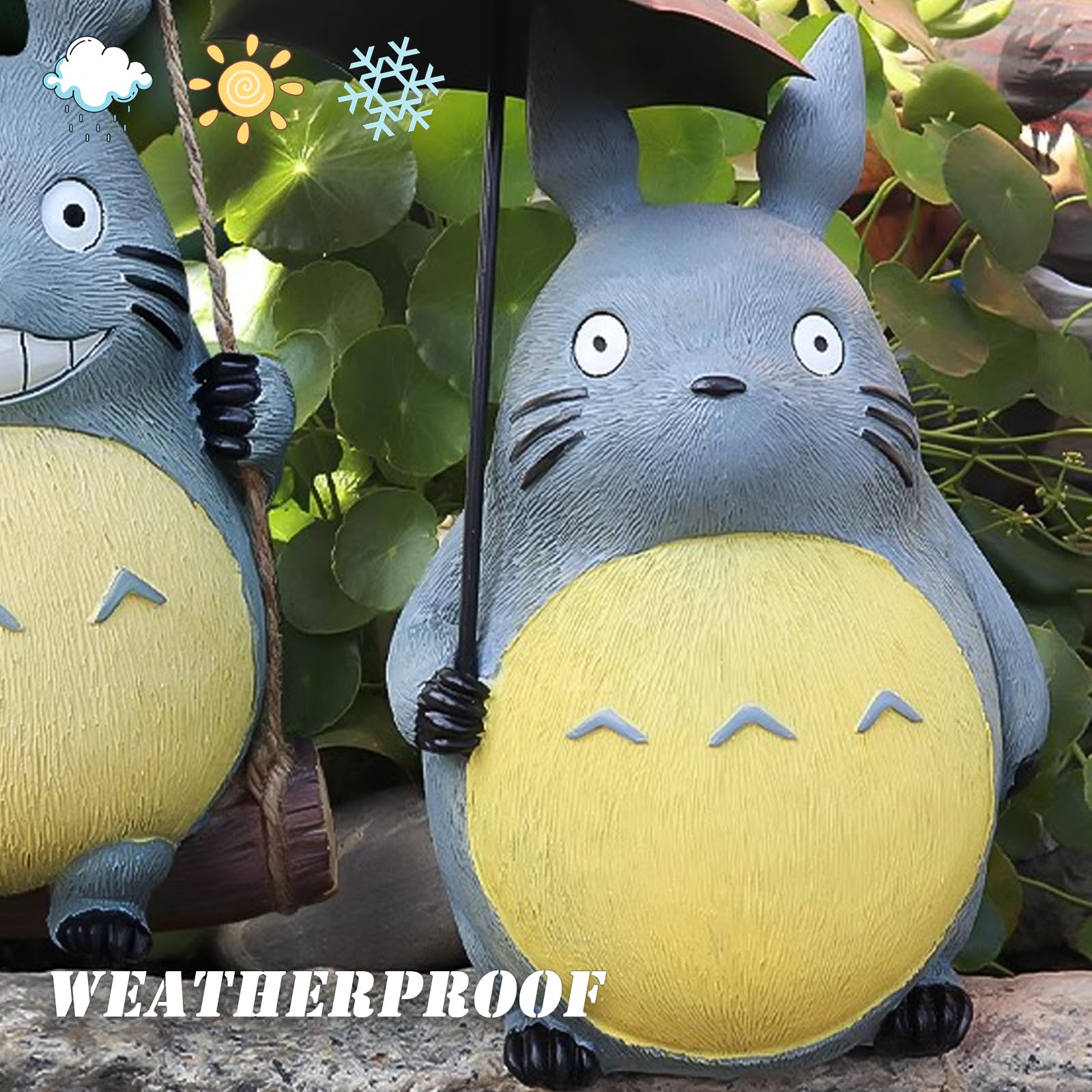 Amazon.co.jp: 庭の像の装飾、となりのトトロ傘の置物彫刻庭アート