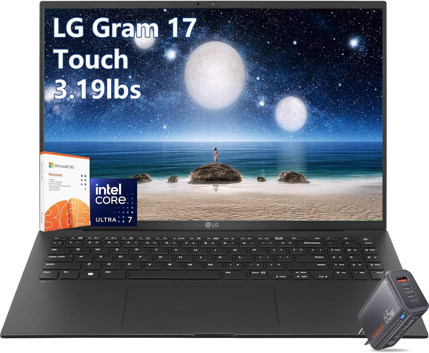 LG Gram 17 Laptop Copilot Plus PC - Touchscreen WQXGA - Intel Ultra 7 258V - 32GB RAM| 1TB SSD -Windows 11 Pro - Backlit Keyboard - Intel Arc Graphics - Wi-Fi 7 - Business - Ultralight