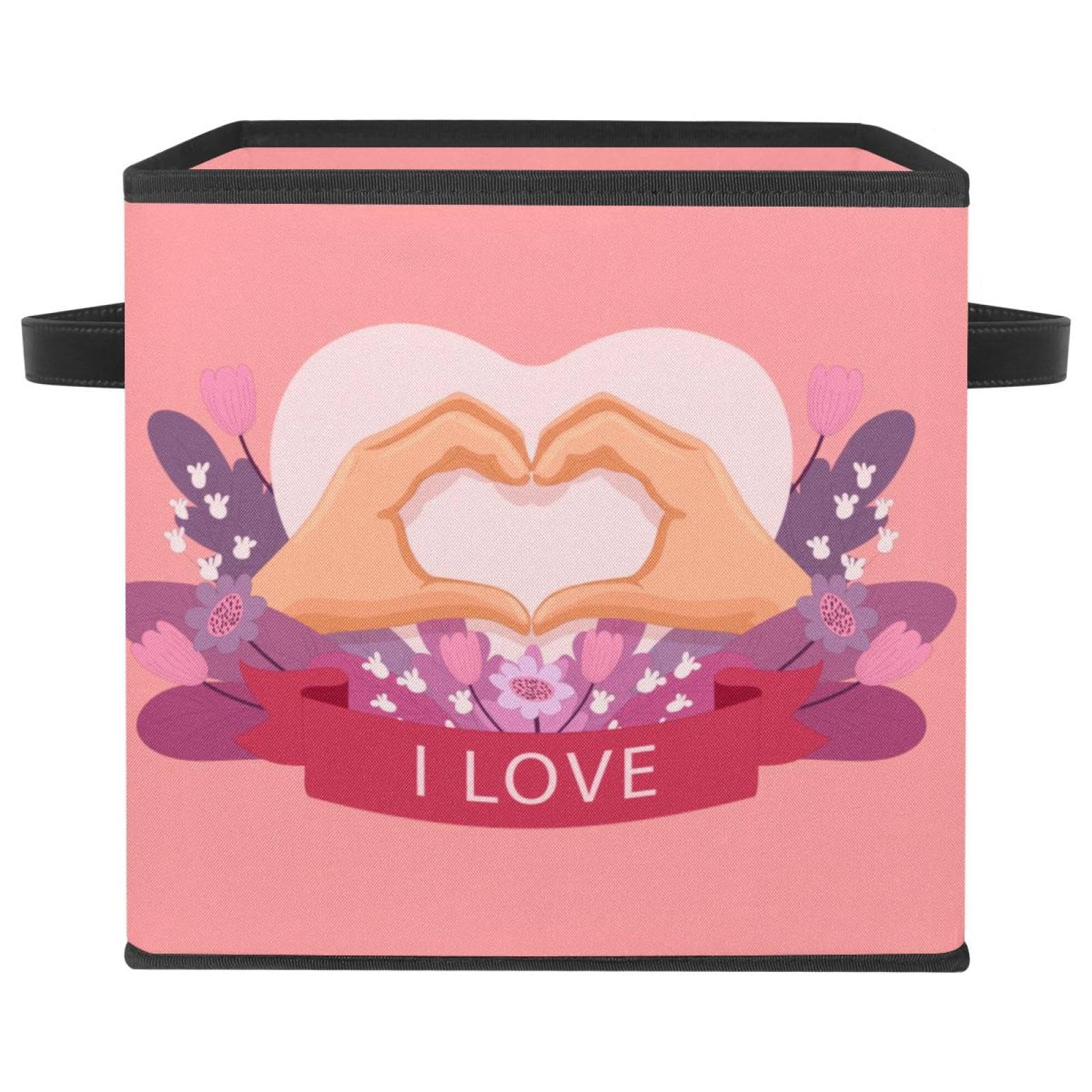 Boîte de rangement pliable en tissu cube avec poignées pour vêtements et jouets