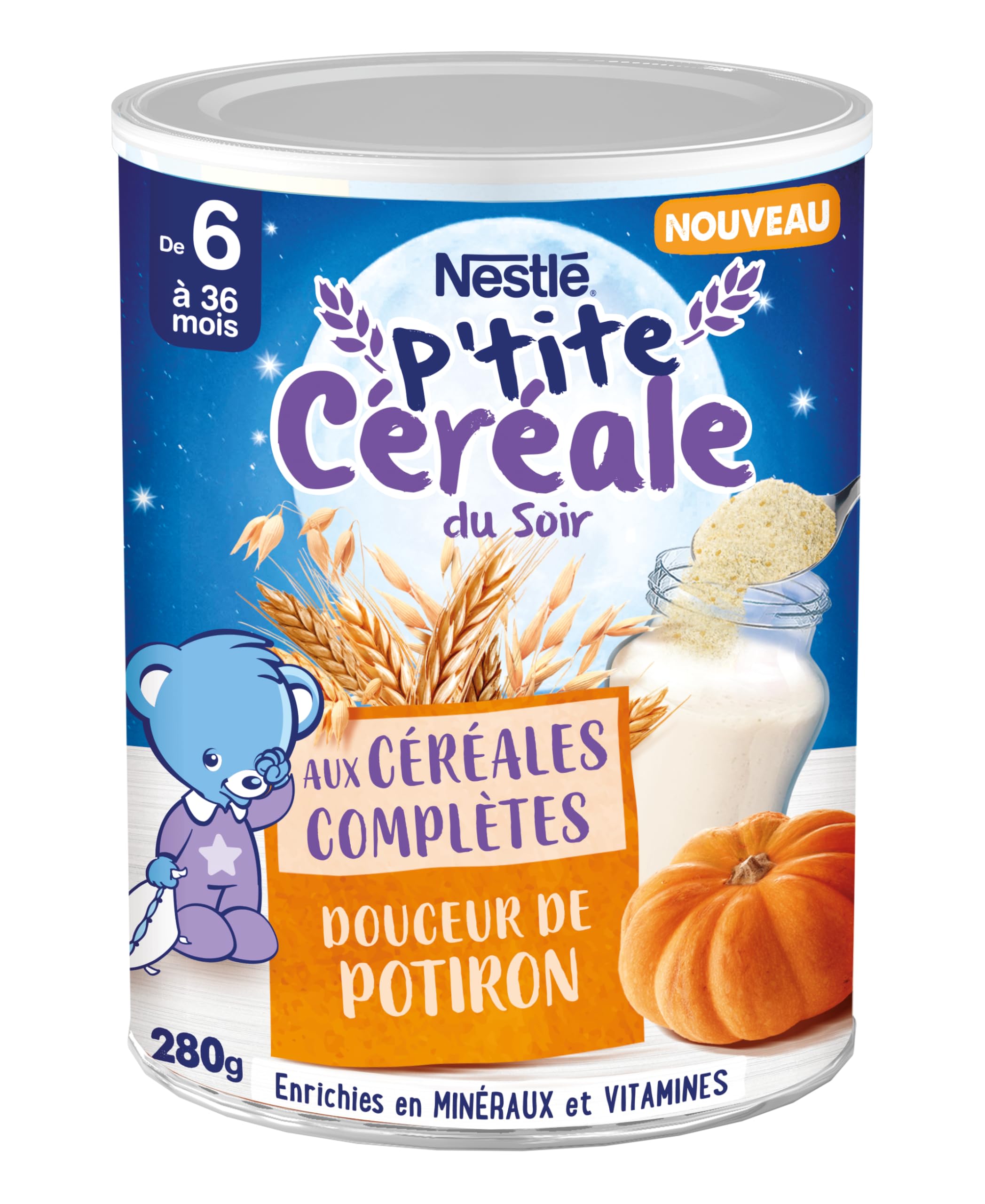 NESTLÉ BÉBÉ - P'TITE CÉRÉALE DU SOIR DOUCEUR DE POTIRON - DÈS 6 MOIS - BOÎTE DE 280G