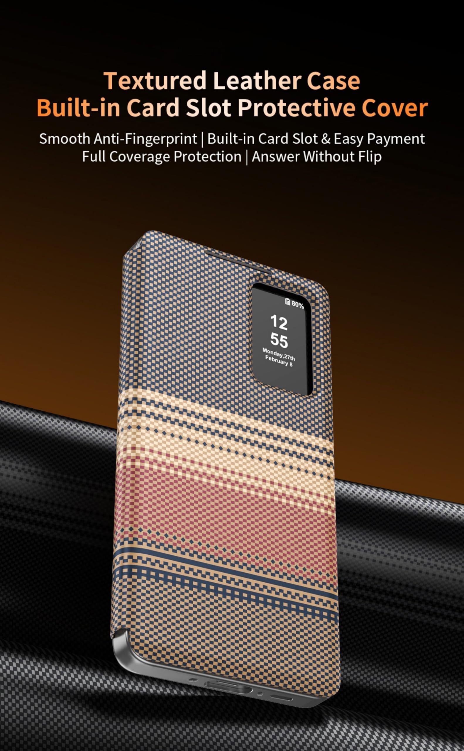 Smart View Flip Funda para Galaxy S26 FE Wallet Case(Marrón)