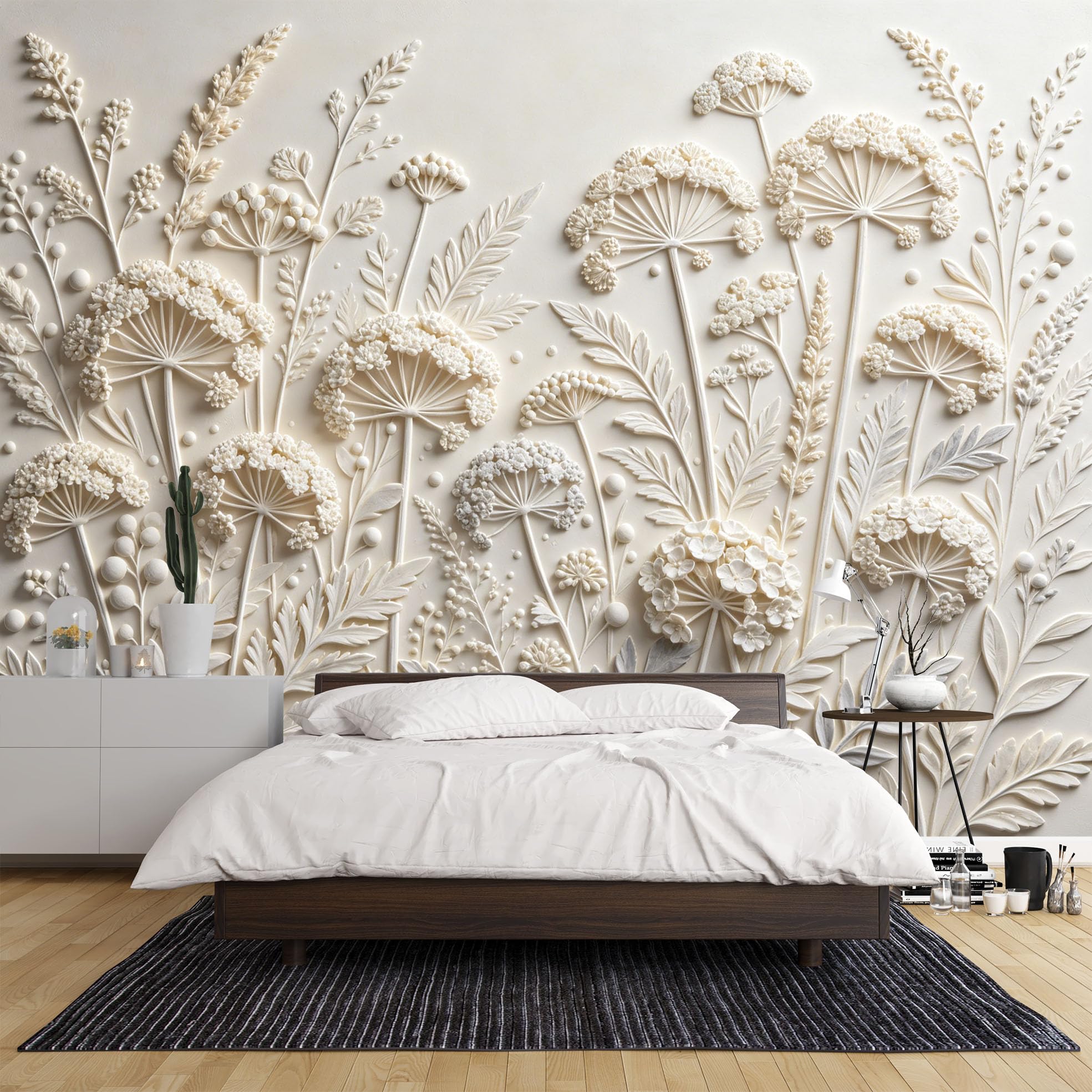 Carta Da Parati Fotografica con Effetto 3D Raffigurante Grappoli Di Semi Di Tarassaco E Sottili Fili D'Erba 210×150 cm (Lxa). Decorazione Murale Panoramica per Soggiorno Camera Da Letto Sfondo Diva