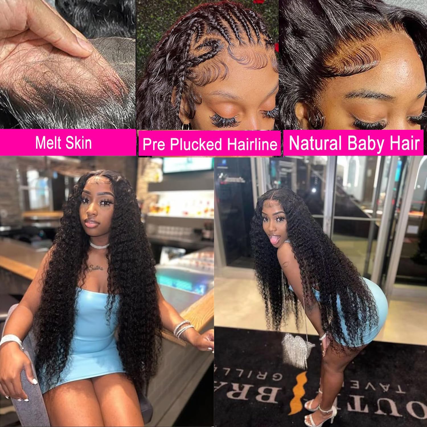 Amazon.com : 22 Inch Deep Wave Lace Front Wigs Human Hair  display picture 1