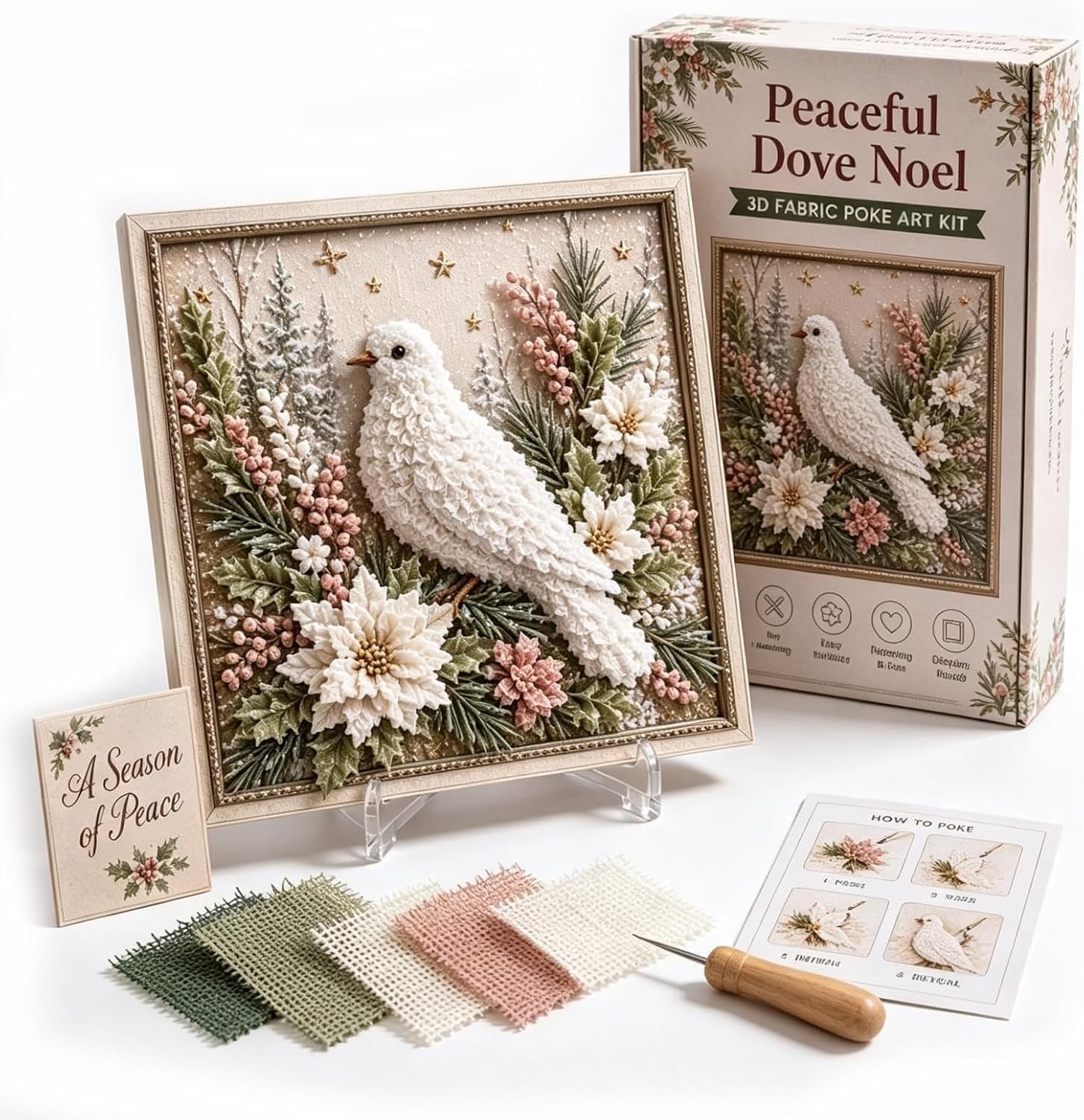 3D Christmas Fabric Poke Art Kit | Handmade Fabric Poke Art Kits for Adults