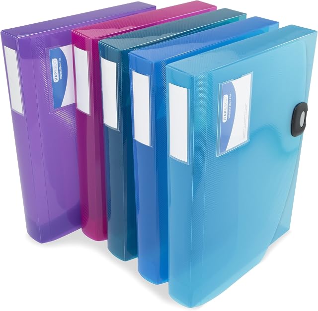 RAPESCO 1690 Rigid Box File, 40 mm Spine, Transparent Assorted Colours, Pack of 5