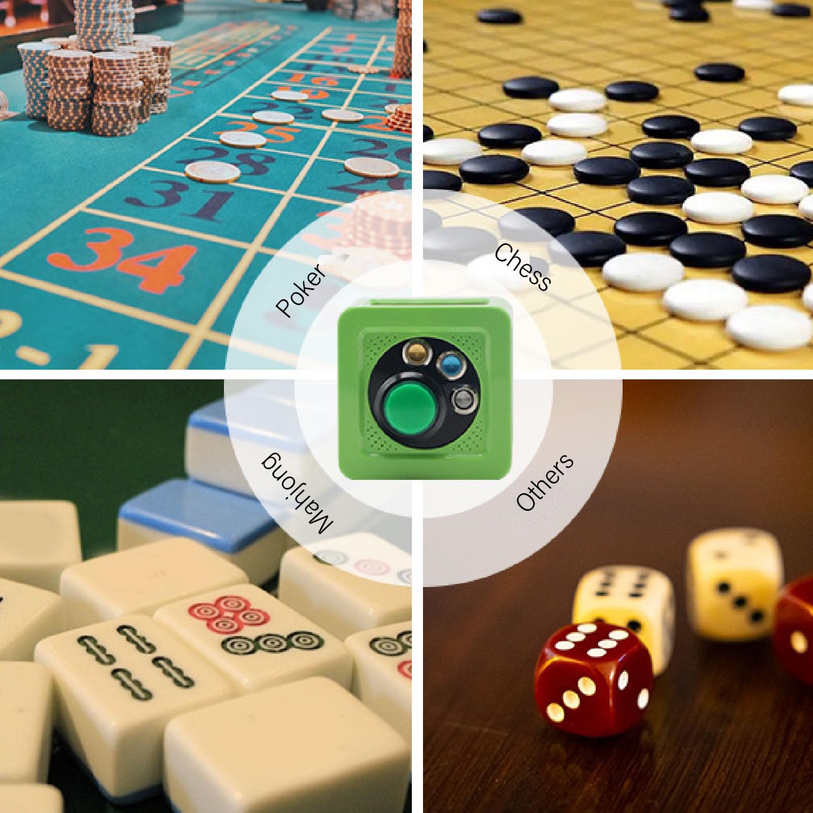 4 Sides Cube Timer Batterie, Accurate Seconds Countdown Four Sided Display Easy to Read Format Cube Timer Battery Powered 3 AA Batteries Powered Time Timer for Poker Casino Chess (Green)