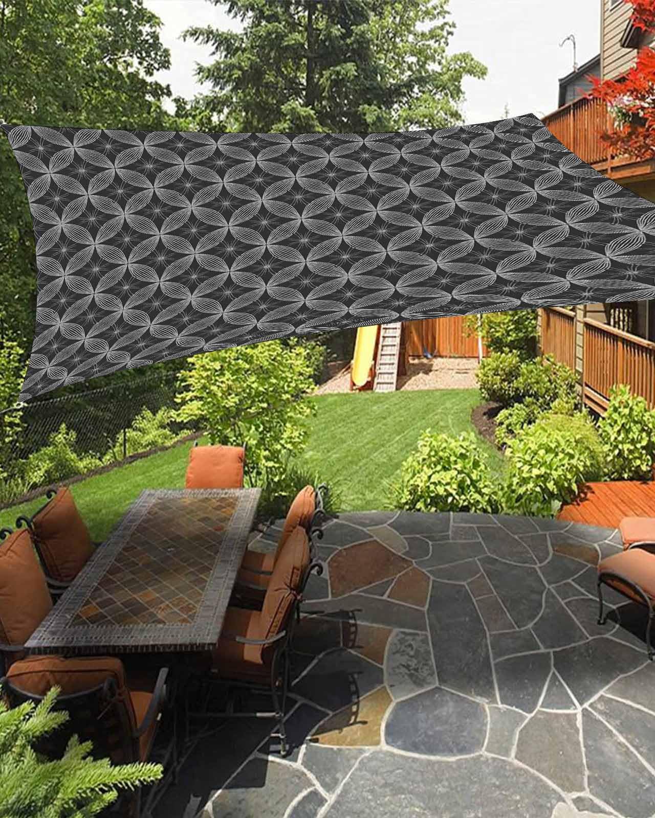 Fantasy Grey Sun Sail Shades Rectangle Canopy,Sunlight Block Heavy Duty Curved Backyard Shade Cover, Waterproof Sun Shades for Patios Garden Pergola Outdoor,14'x18' Modern Geometric Abstract Circle