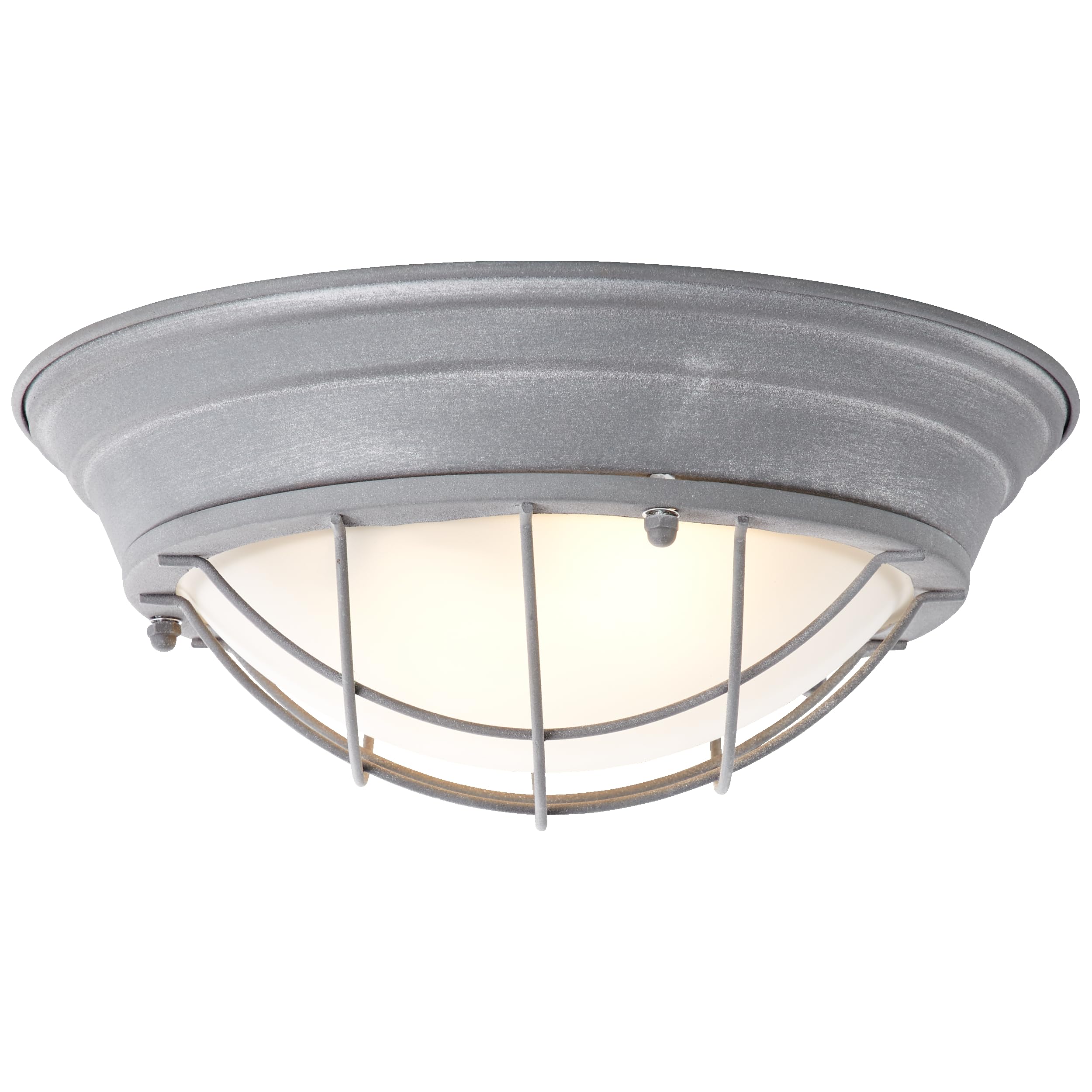 Lightbox Industrial Deckenlampe - Wand- und Deckenleuchte im Vintage Look - rustikale Bootsleuchte mit Glasscheibe - Metall/Glas Beton/Grau - 34cm Durchmesser