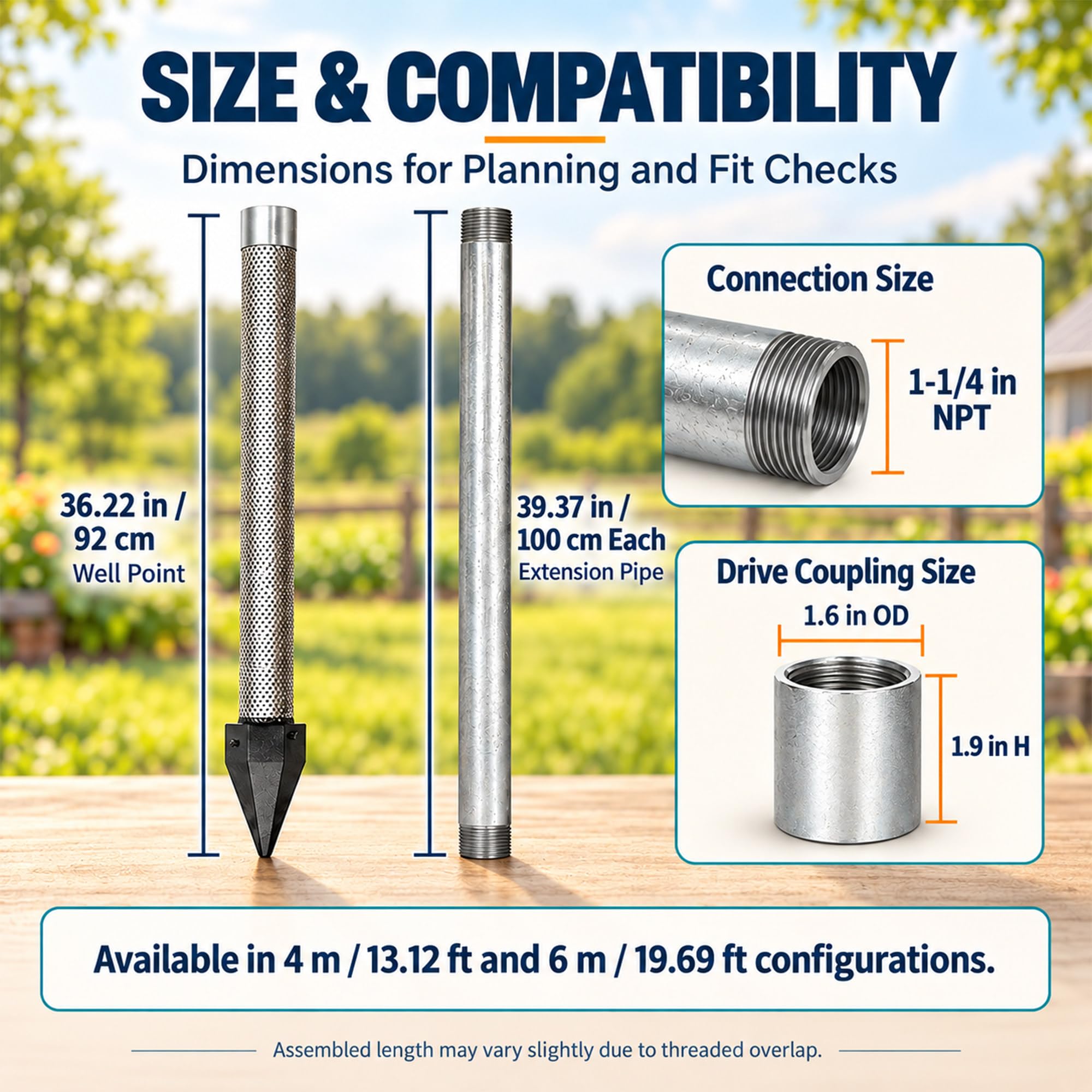 Punta Pozzo per Acqua Sotterranea con Filetto 1-1/4 NPT per Pozzo 6m