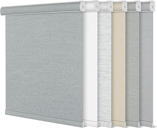 Miniatura 1 de Persianas enrollables opacas para ventanas, persianas enrollables sin cordones con cenefa de cassette, persianas de ventana de jacquard a rayas para