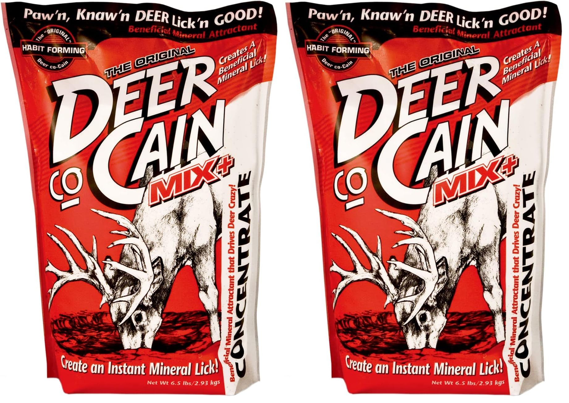 Evolved Habitats Deer Co-Cane Powder Mix 6.5 lb Deer Mineral Attractant - Fast & Easy to Use All Year-Round Concentrated Mineral Lick Food Supplement for Deer (Pack of 2)