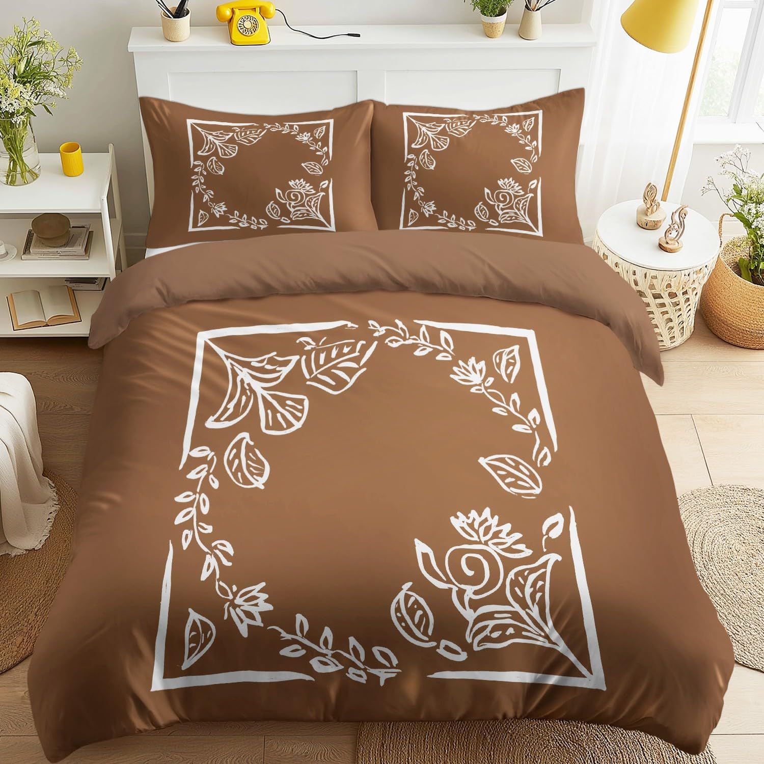 Parure de couette 240x260 imprimé lotus et fermeture éclair de haute qualité