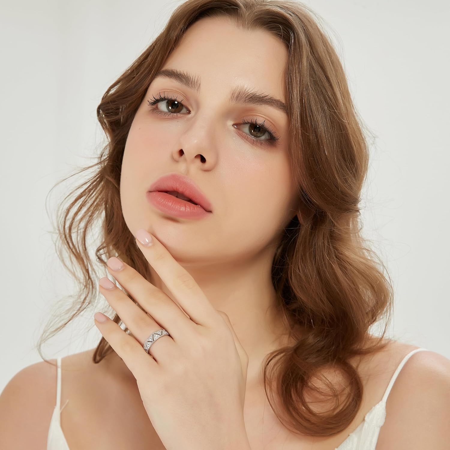 THELANDA Genuine Moissanite or Simulated Diamond Unisex 5.5mm Wide Vintage Milgrain Triangles Wedding Band Fashion Ring - Image 6