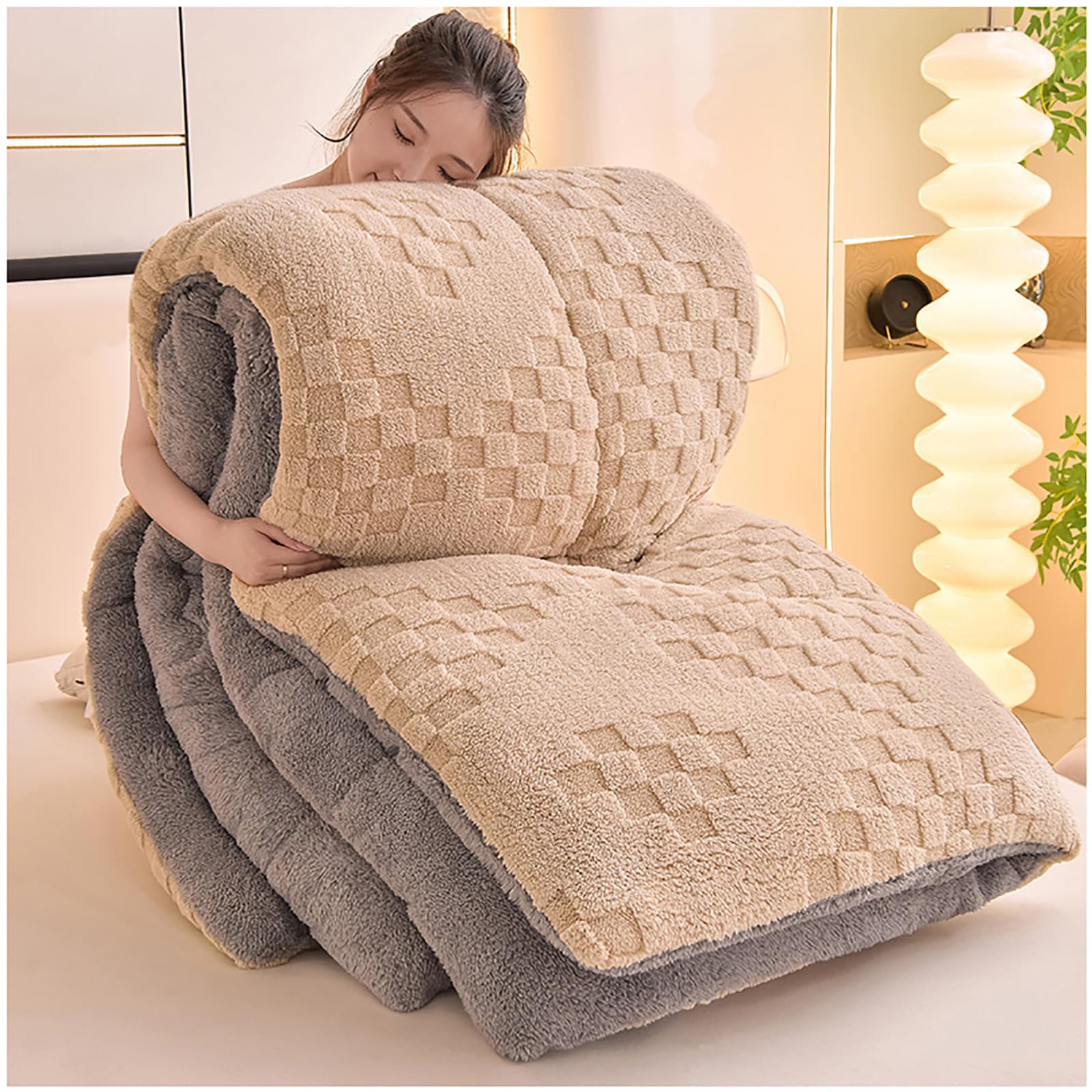 Couette anti-allergique épaisse pour ne plus avoir froid au lit - Sherpa kaki 5kg
