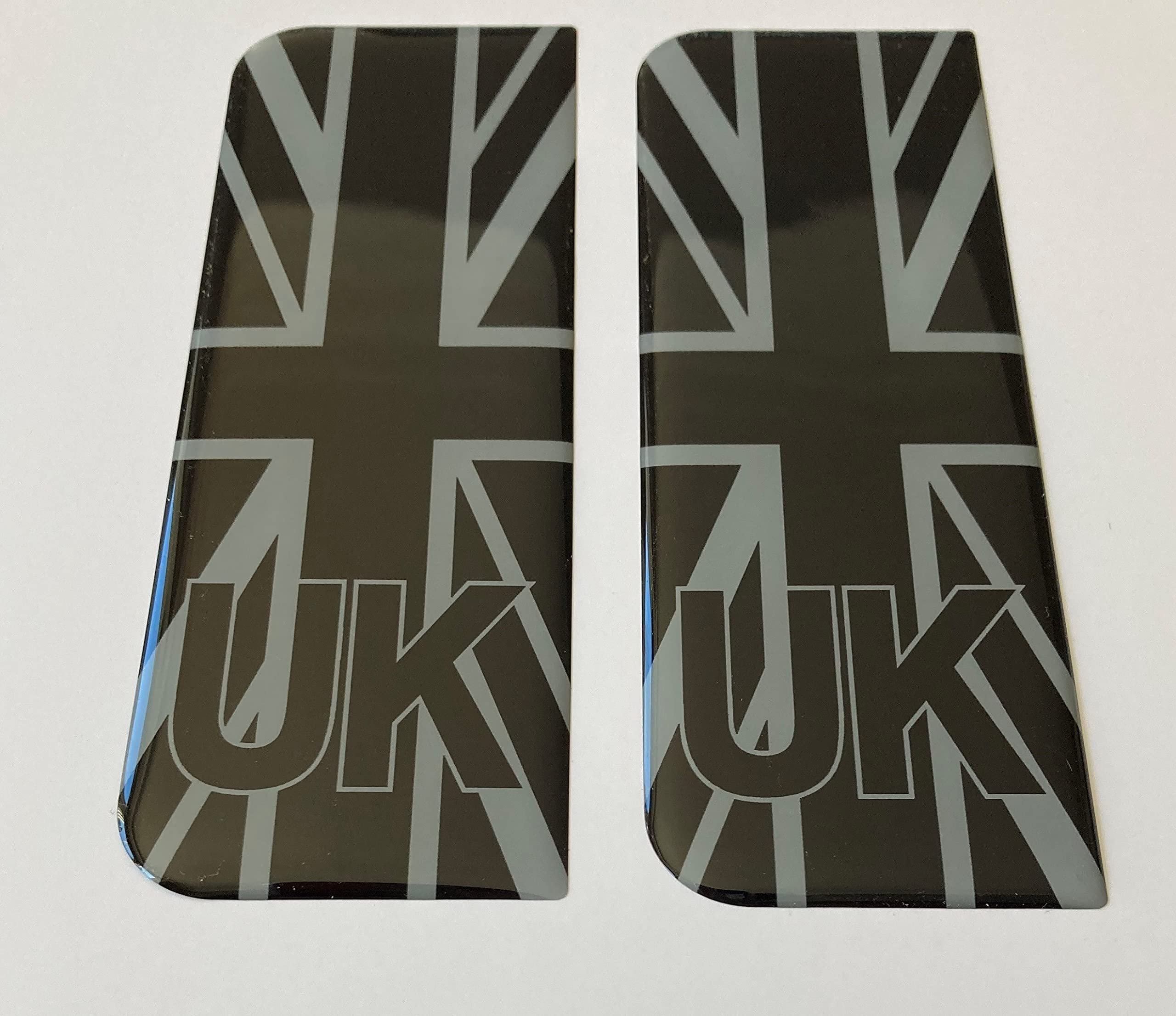 Gelz Black Domed & Grey Union Jack Uk Vehicle Number Plate Domed Stickers/Decals