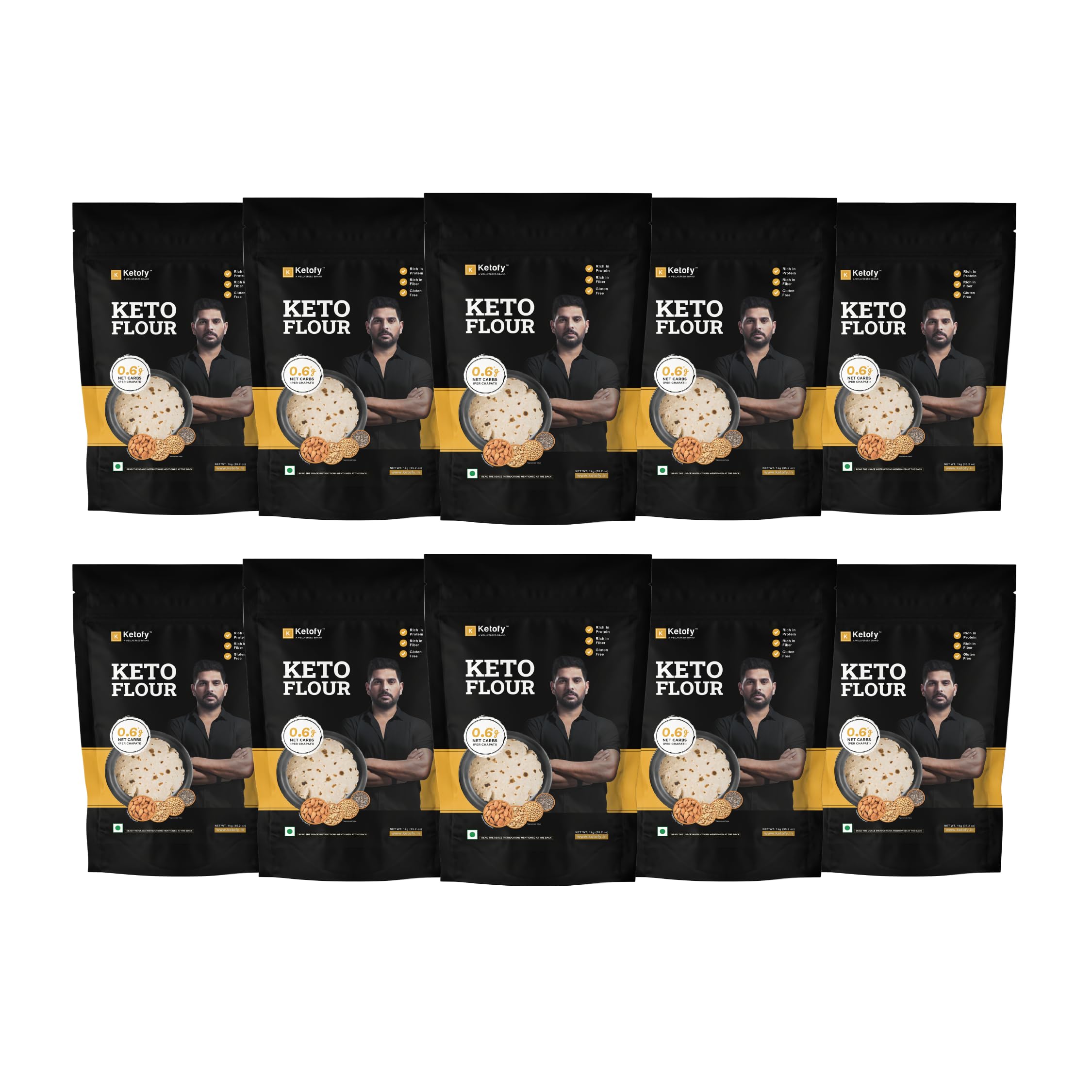 Ketofy - Keto Flour (10x1kg) | 0.6g Net Carb/Chapati | Ideal for Weight Management | Ultra Low-GI Keto Flour | Easy to Knead and Roll | Gluten Free Atta | Keto Atta (B0CD7YCTNH) Amazon Price History, Amazon Price Tracker