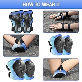 Wemfg Kids Protective Gear Set Knee Pads for Kids 3-14 Years Toddler Knee and Elbow Pads with Wrist Guards 3 in 1 for Skating Cycling Bike Rollerblading Scooter