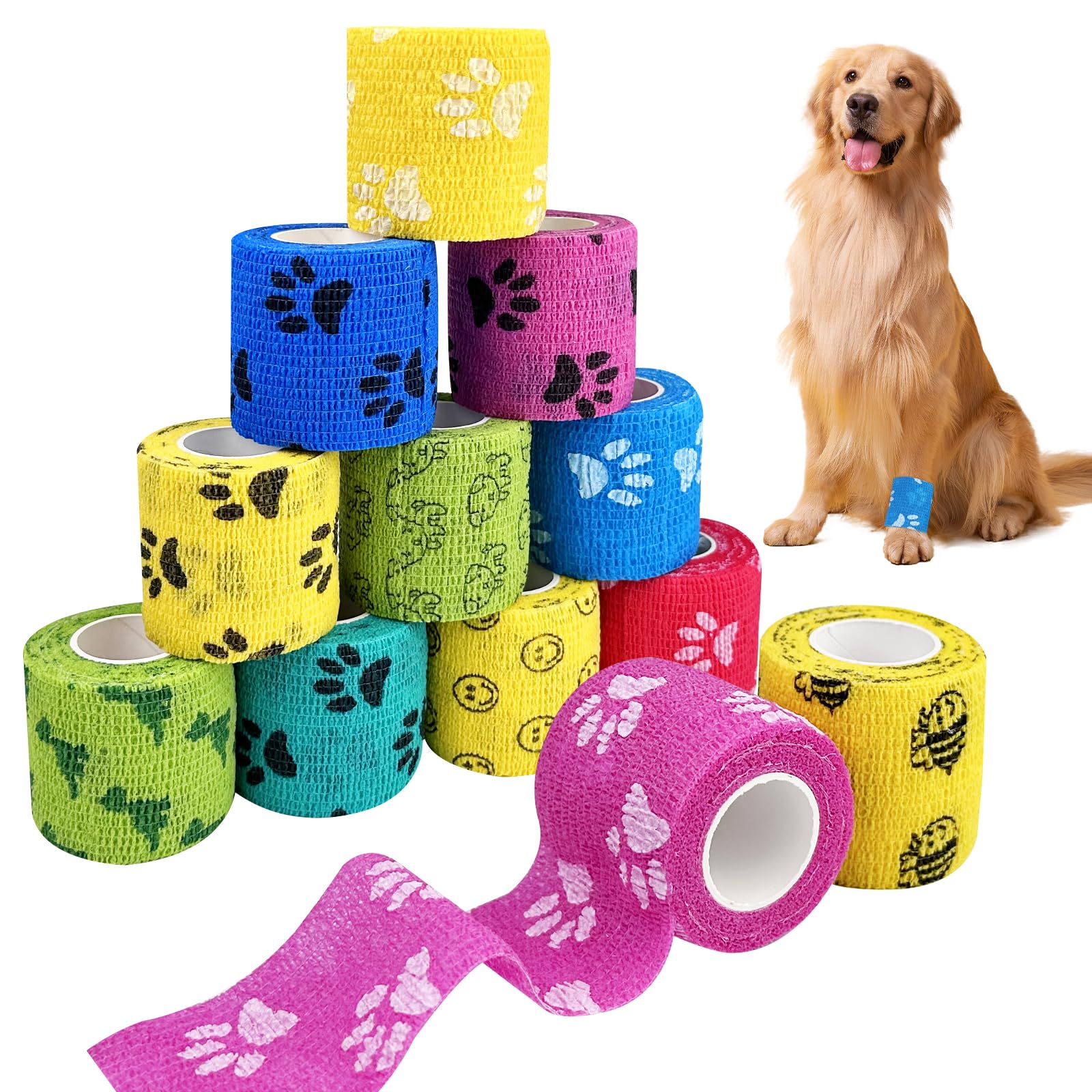 Lixiluxia 12 Rollos Venda Cohesiva Autoadhesiva Deportiva 5cm x 4,5m