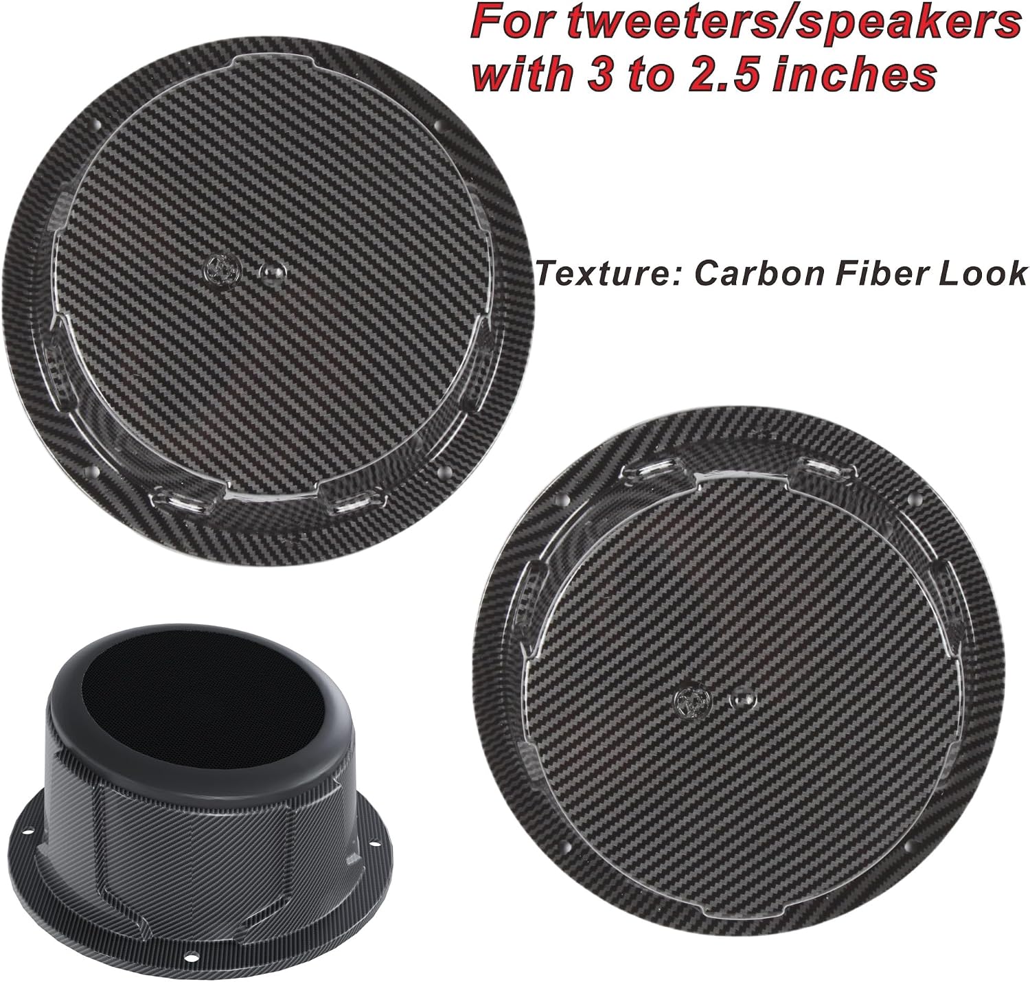 2PCS 3'' to 2.5'' Universal Speaker Tweeter Boxes for UTV ATV RV Boat Trunk Trailer Golf Cart Marine Speaker Enclosures Pods Mount Spacer Rear Deck Kick Panel Box (Carbon Fiber Style, 3 to 2.5inch)