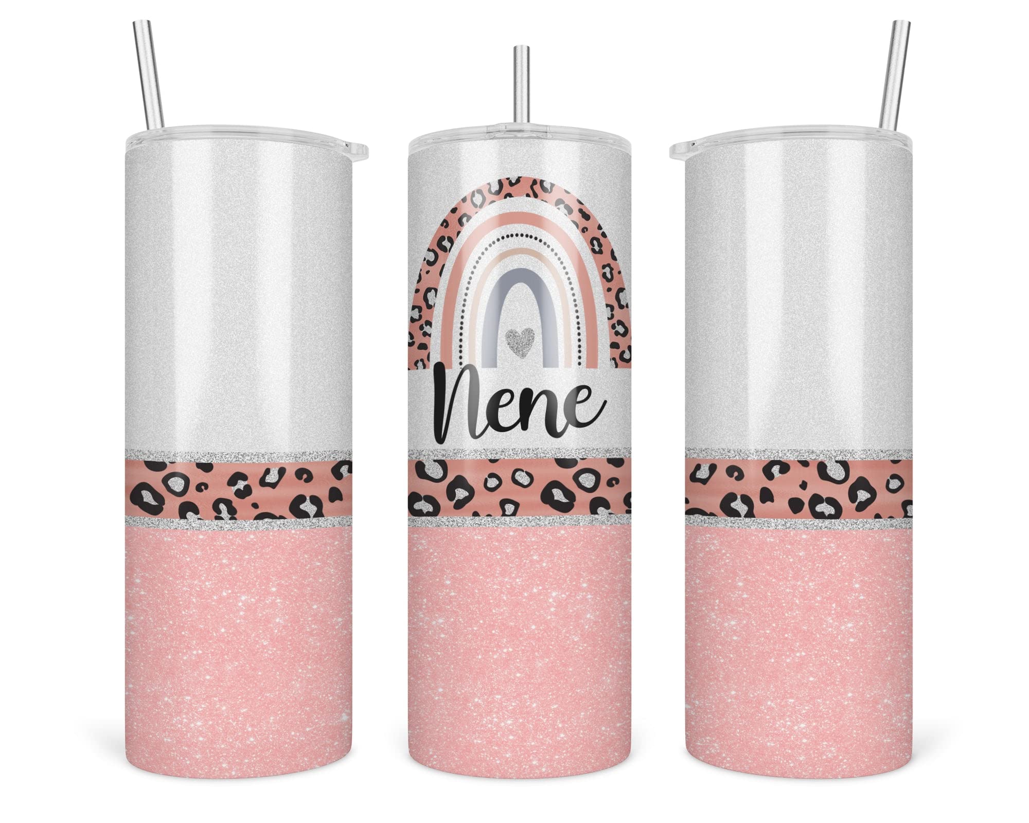 TunlaStore Leopard Nene Tumbler - Nene Rainbow Tumbler - Mothers Day Gifts Nene - Leopard Rainbow Nene Travel Cup - Tumbler With Straw And Lid - 20 Oz