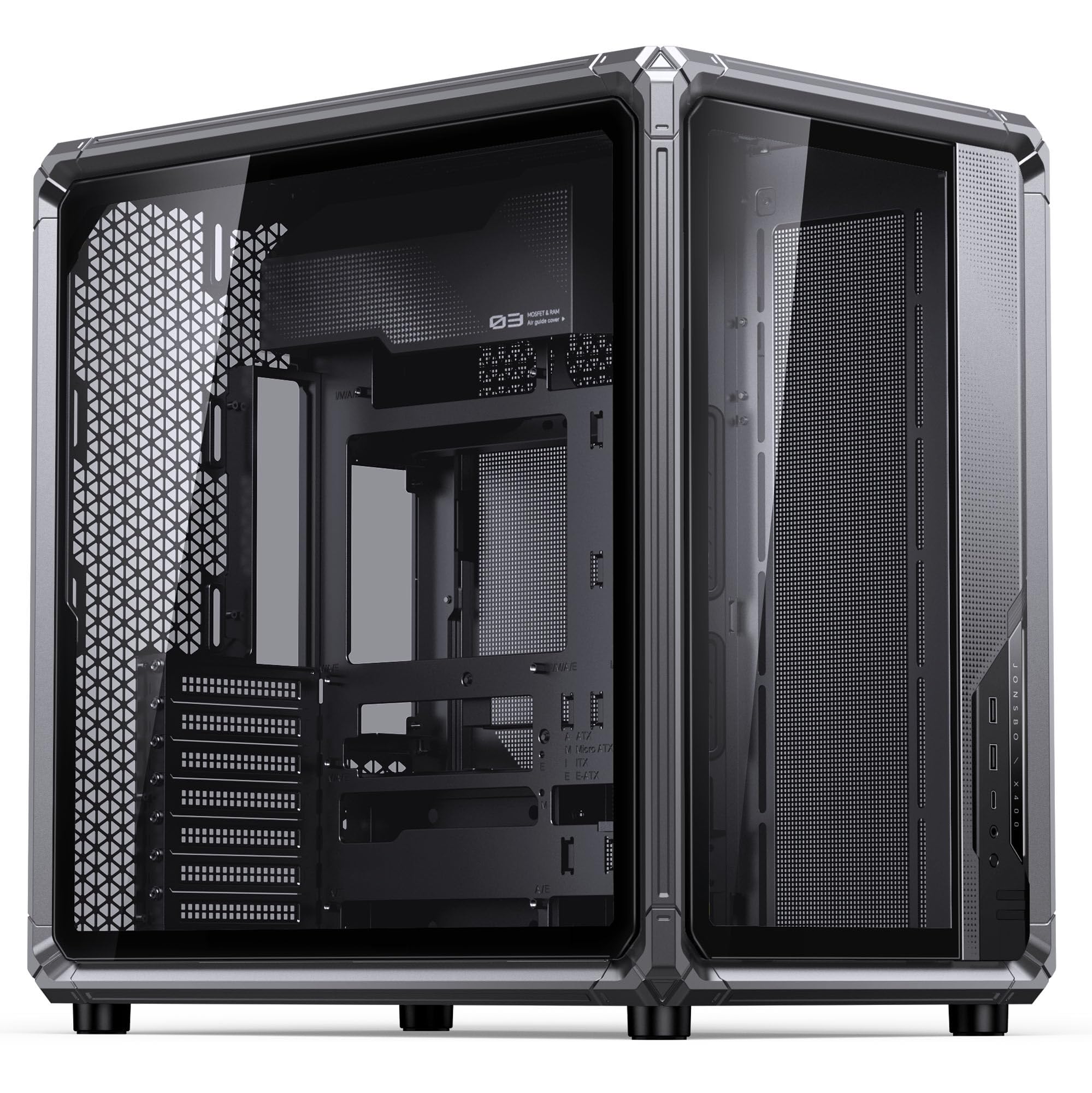 Jonsbo X400 Gray Midi-Tower PC-Geh?use ATX Back-Connect Tempered Glass Grau