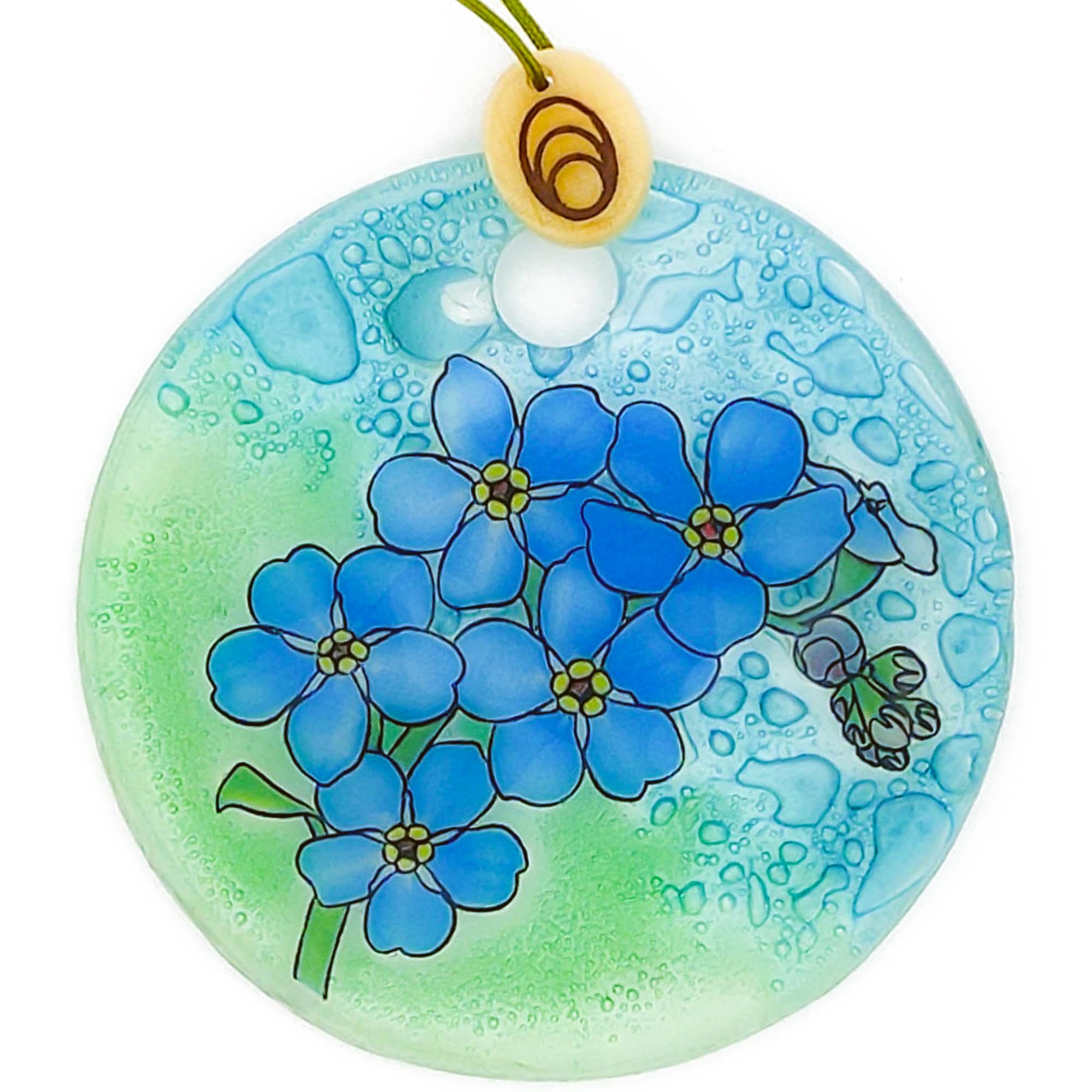 Bolla Glass Art - Forget Me Not Ornament, Fused Glass, 2.5 inch Flat, Hanging Suncatcher (Flower Collection)-image-6
