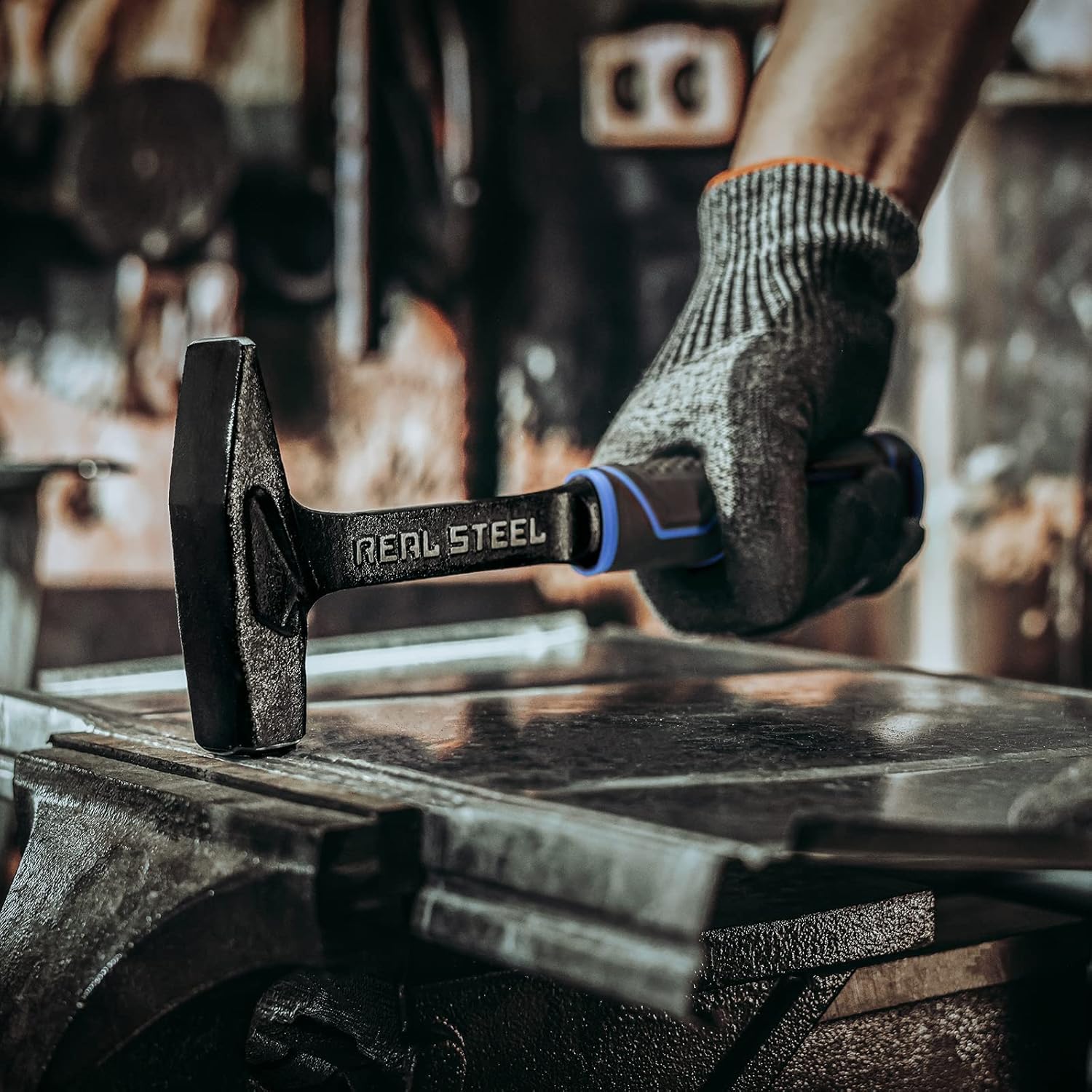 Real Steel Sheet Metal Hammer 11 Oz Cross Peen Blacksmith Hammer One Piece Forged for Metal Shaping, HVAC projects 0572