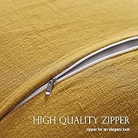 Vista 6 de patdrea Shabby Chic - Juego de 2 fundas de almohada decorativas amarillas de 18 x 18 pulgadas, fundas de almohada de lino con volantes, funda