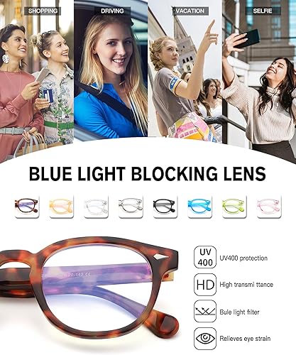 Miniatura 3 de Pro Acme Gafas de luz azul redondas retro para hombres y mujeres, a la moda, UV400, gafas antiazul, lentes transparentes de 2.165 in