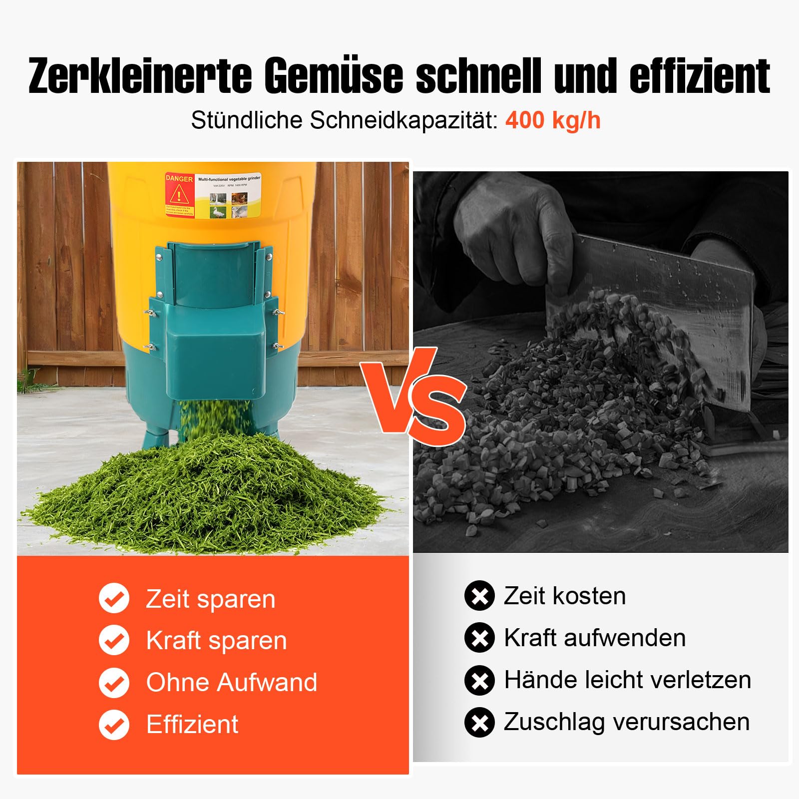 LALABU 30L Gewerblicher Futterhäcksler, Elektrisch Gemüsehäcksler, 550W | mit 400 kg/h Stündliche Schneidkapazität Futterverarbeitungsmaschine für die Verarbeitung von Hühner- und Entenfutter