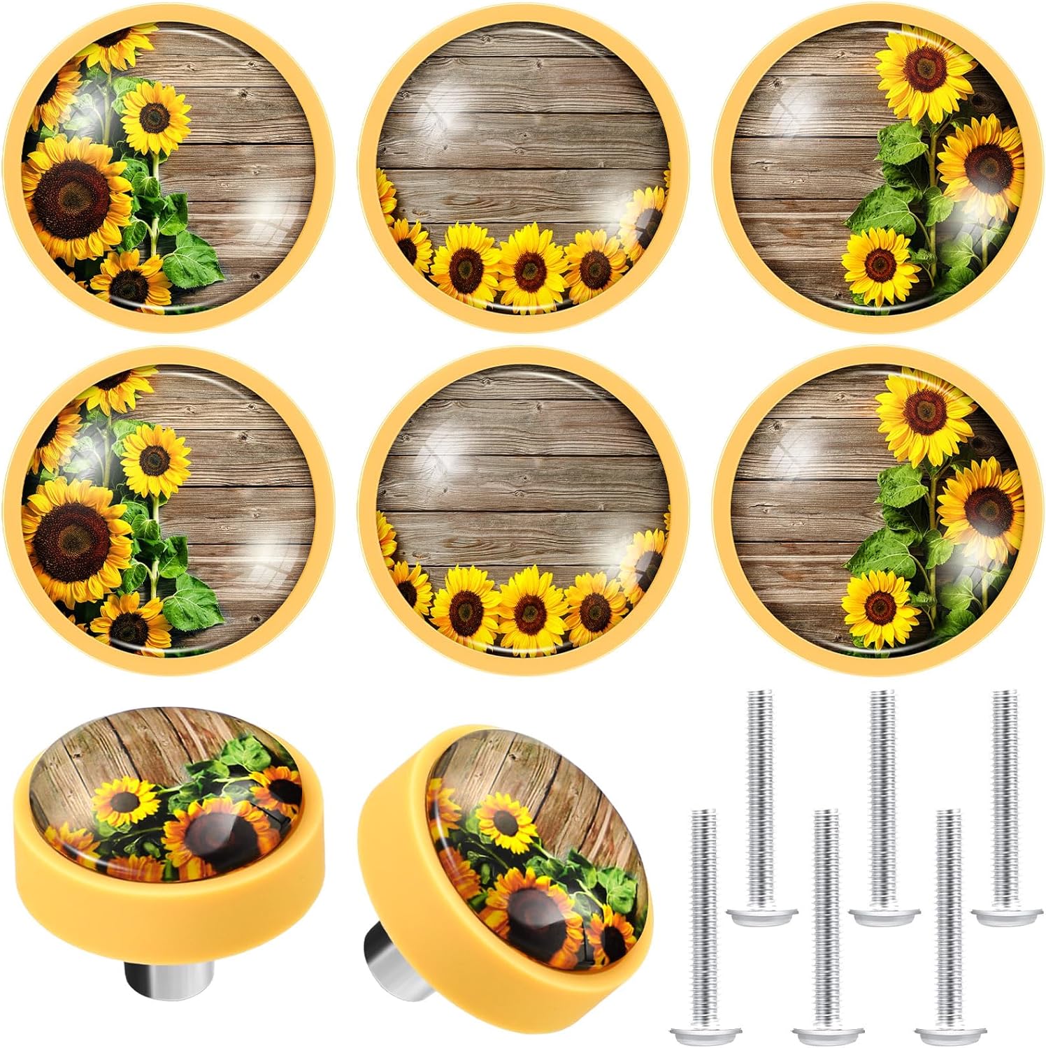 12 Pcs Sunflower Dresser Knobs Soft Rubber Kitchen Knob Rustic