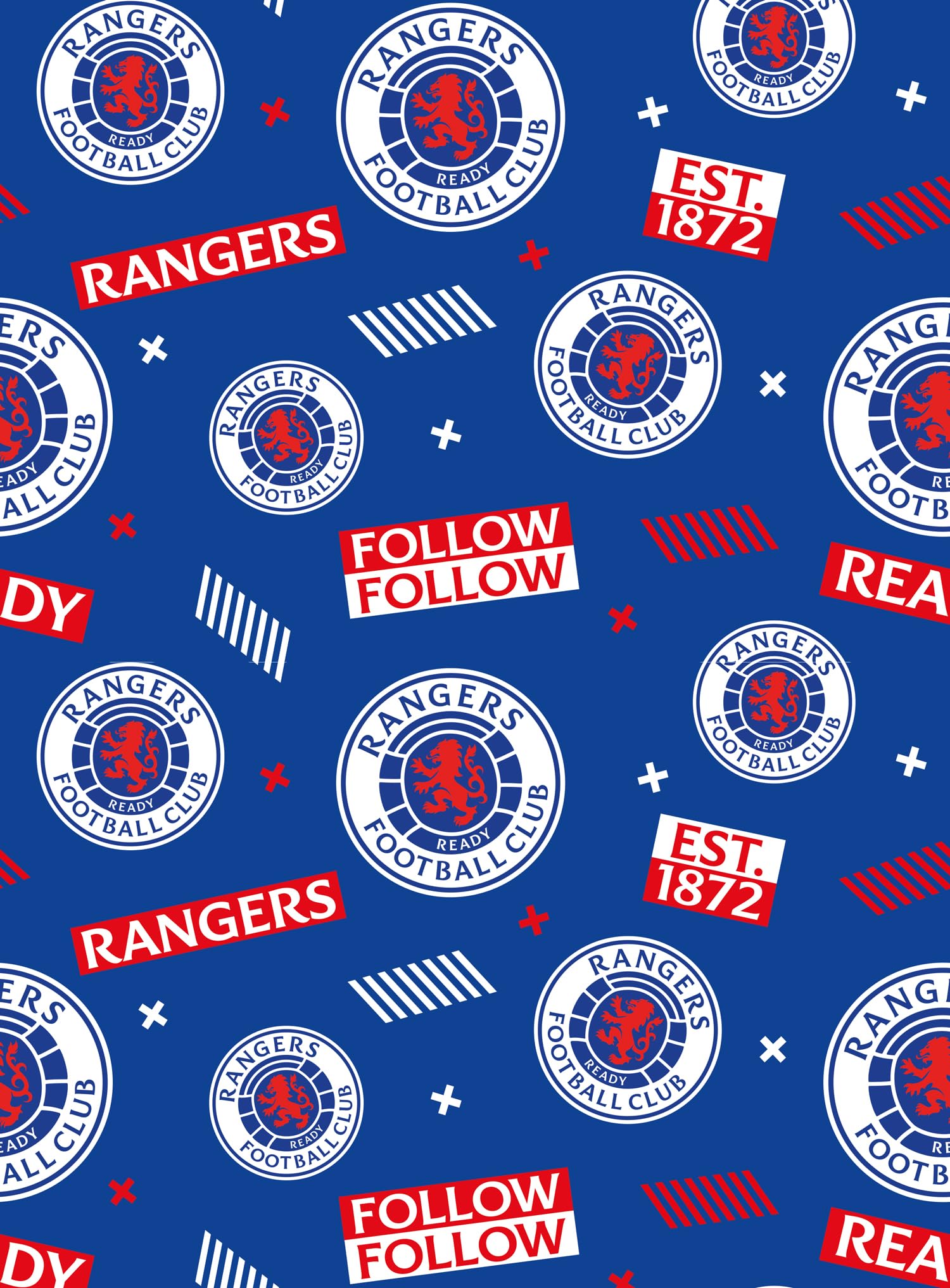 Glasgow Rangers Football Club Wrapping Paper, Football Lover Wrap, 2 Sheets with 2 Tags, 70cm x 50, Rangers FC