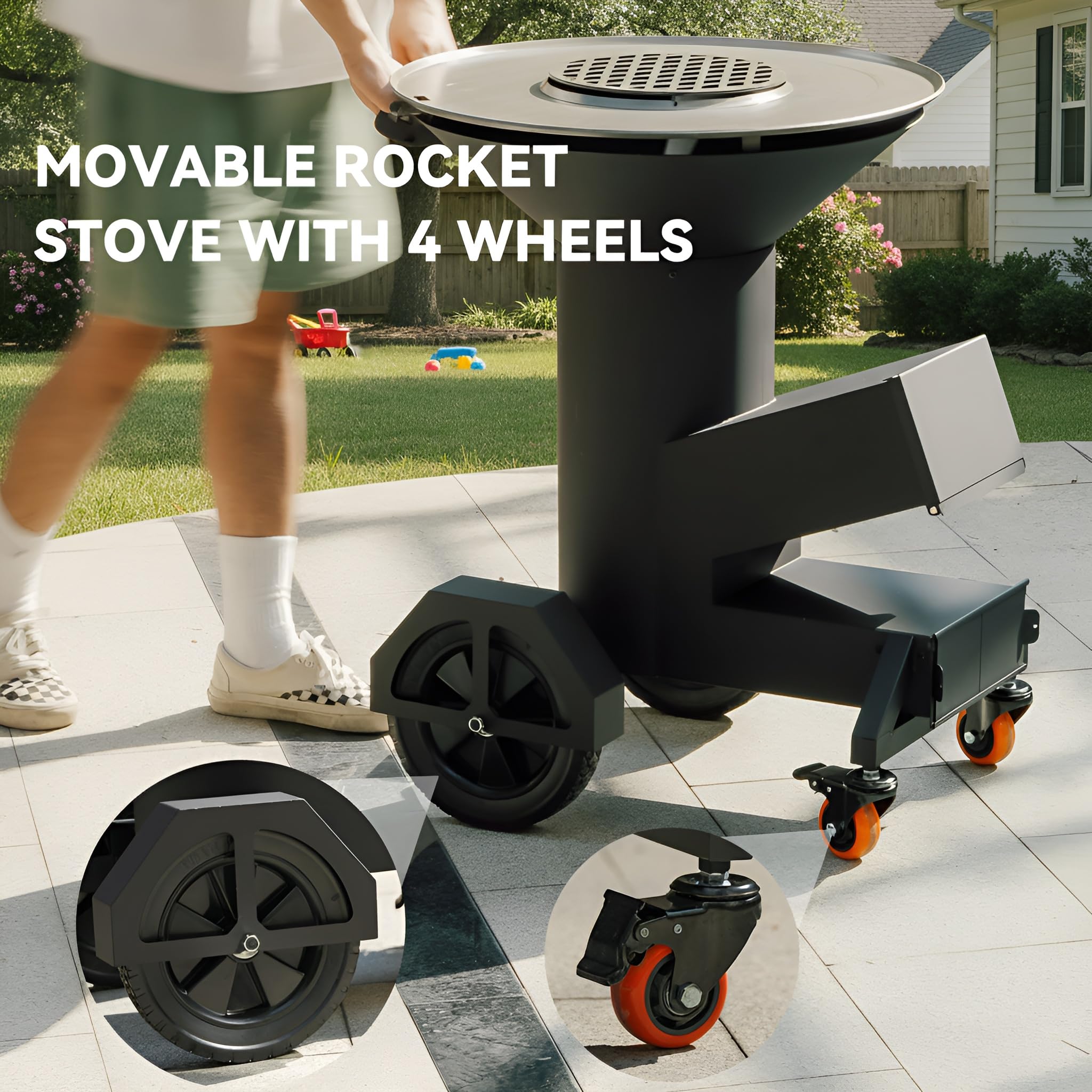 ONLYFIRE GRILLS 3-in-1 Rocket Stove with Griddle, Grate & Pot Rack