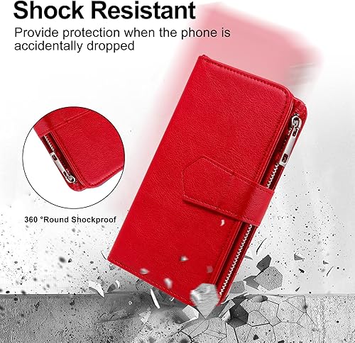 Miniatura 7 de JZASES Funda para iPhone Xs Max, funda magnética desmontable 2 en 1, funda de piel sintética con tarjetero para iPhone Xs Max, color rojo