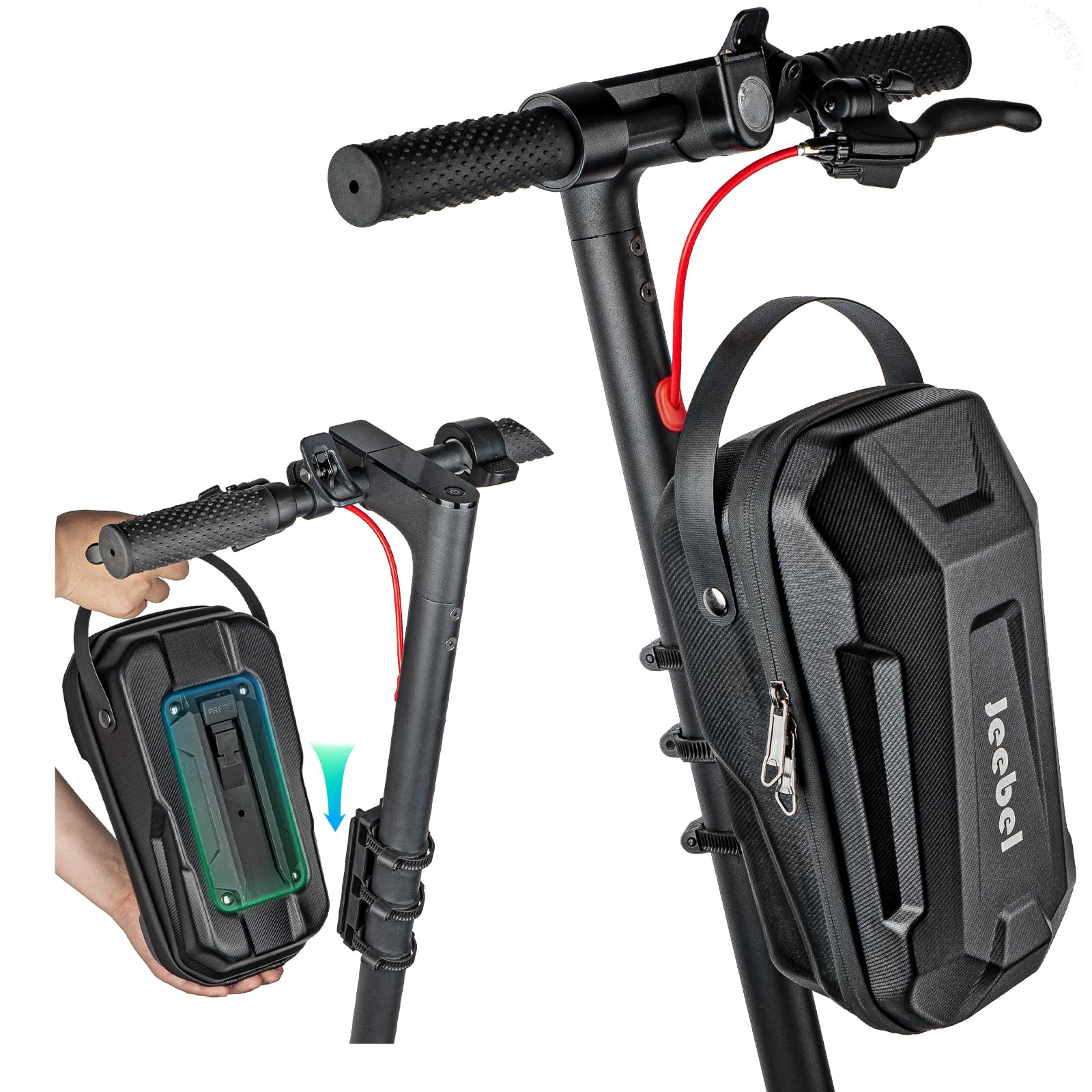 Jeebel 2/3L E Scooter Tasche - Lenkertasche für Elektroroller wasserdichte mit Schnellspanner Gestell - Vordertasche für Elektroroller Xiaomi Mijia/Sedway ES/Ninebot/Faltrad Eva